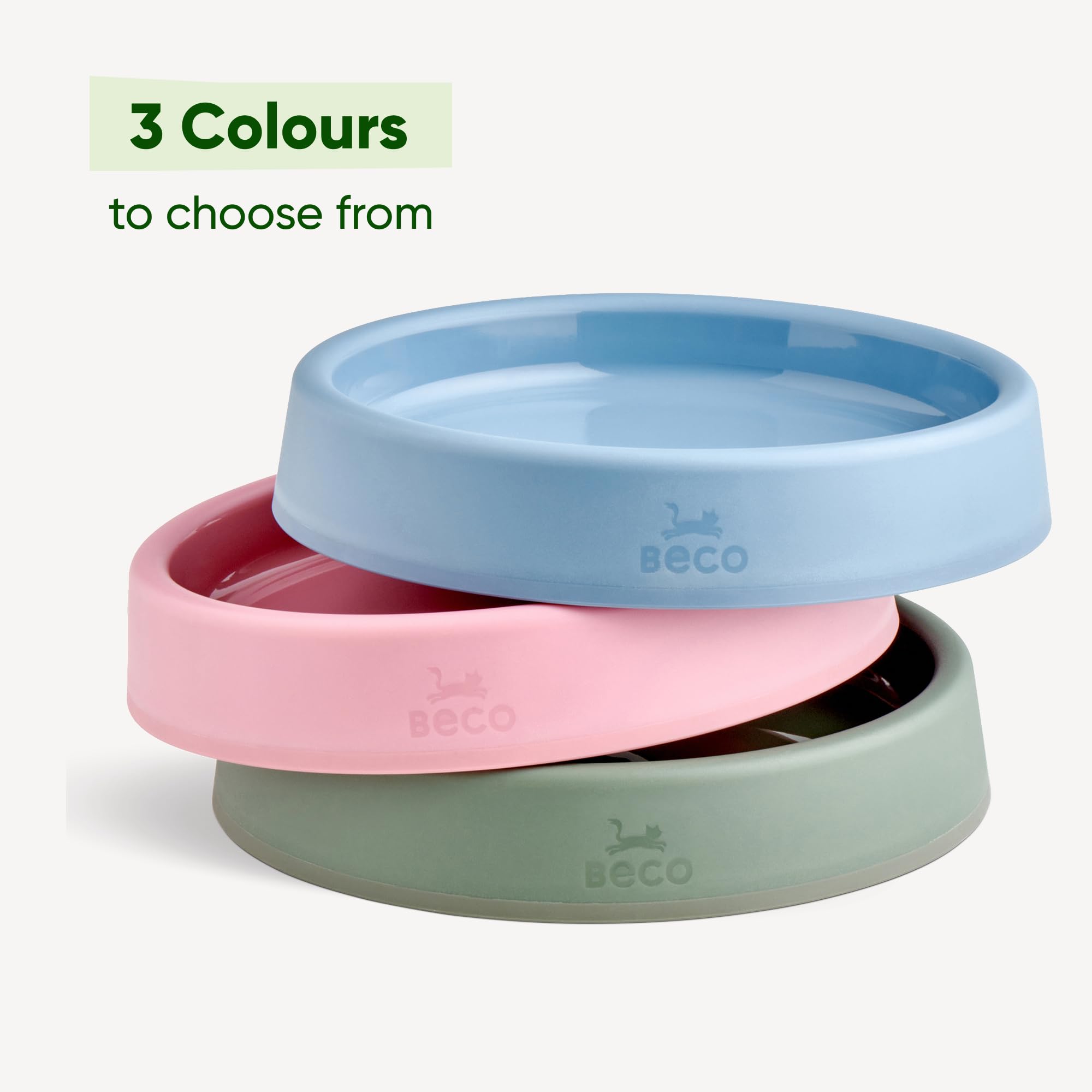 Beco Cat Bowl - Whisker-Friendly Steady Design | 94% Recycled Plastic | Pink 7