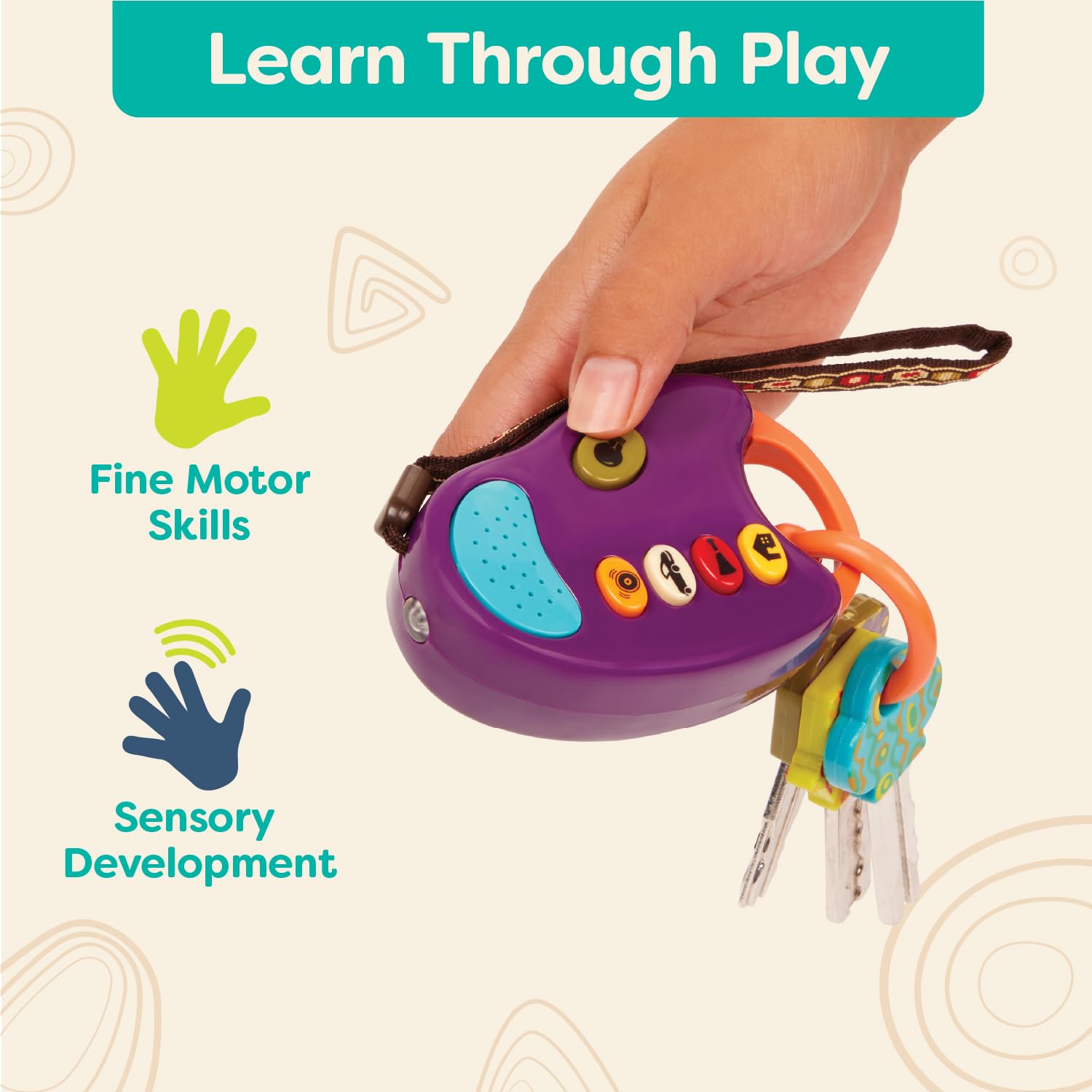 B. toys FunKeys Toy Car Keys with Light and Sounds for Toddlers – Purple 8