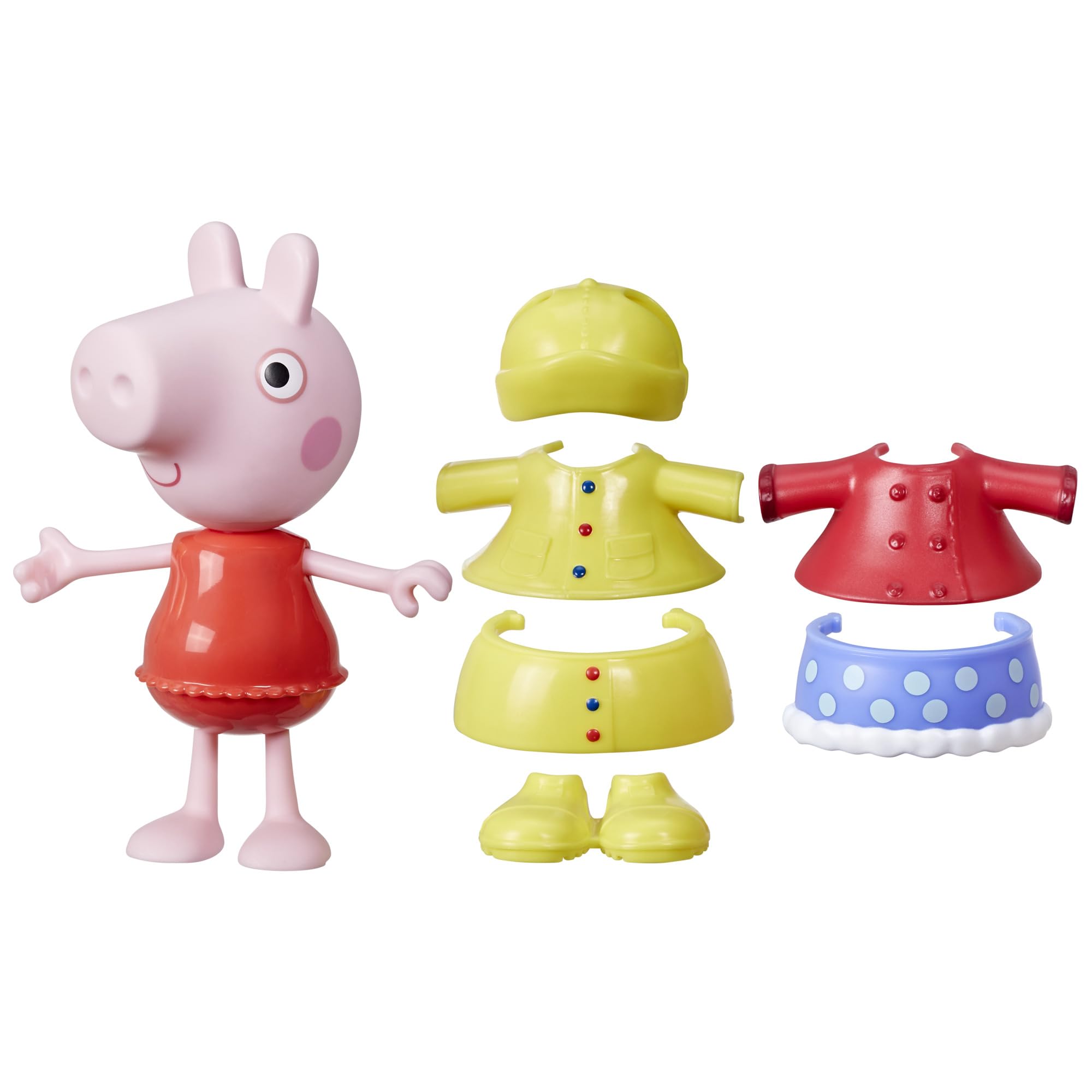 Peppa Pig Dress-Up Figure - 15 cm Doll with 6 Rain & Snow Accessories | Ages 3+