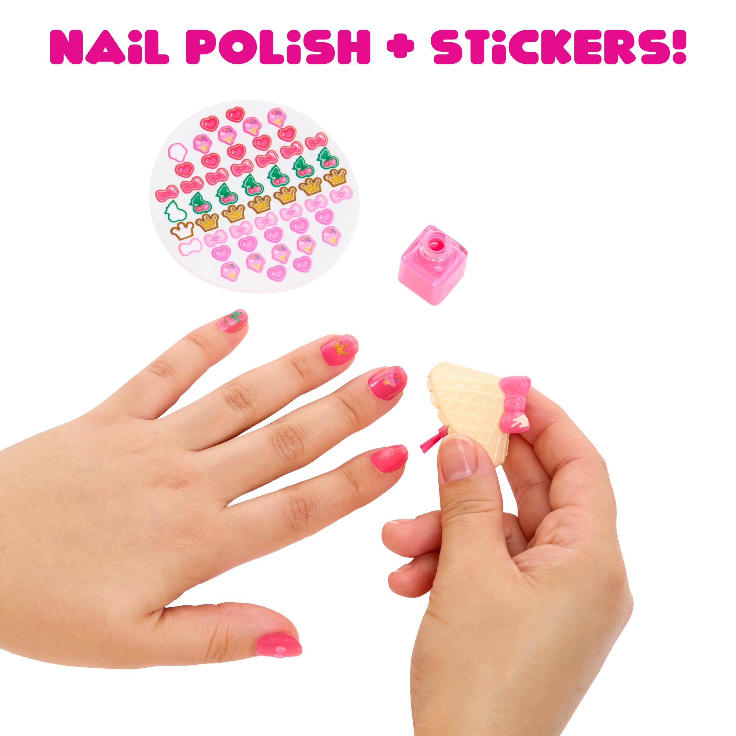 Yummiland Beauty Bag Playset - Ice Cream Cone with Bianca Bubblegum Lip Gloss Doll & Real Nail Care Accessories 16