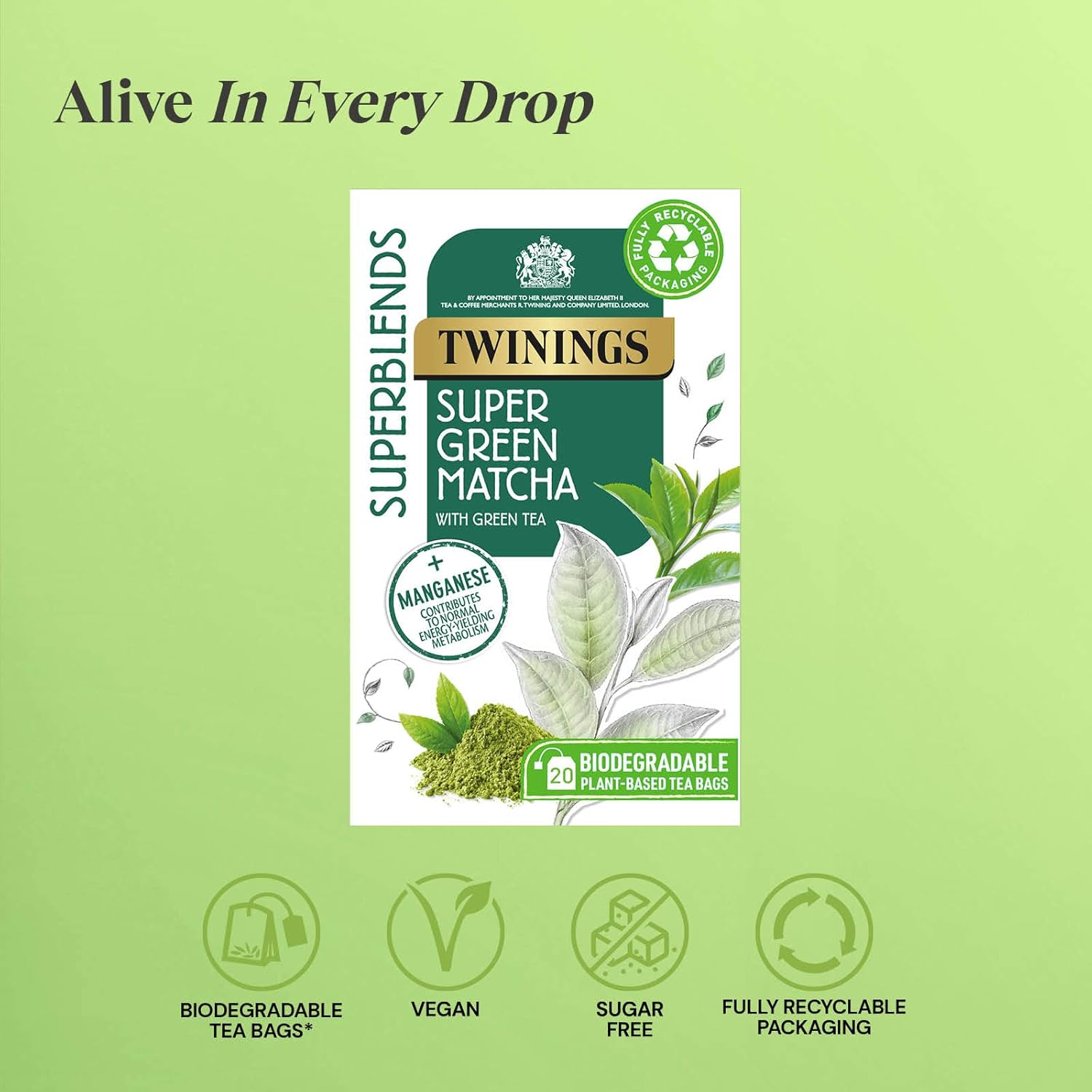 Twinings Superblends Super Green Matcha Tea, 80 Tea Bags (4 x 20) 3