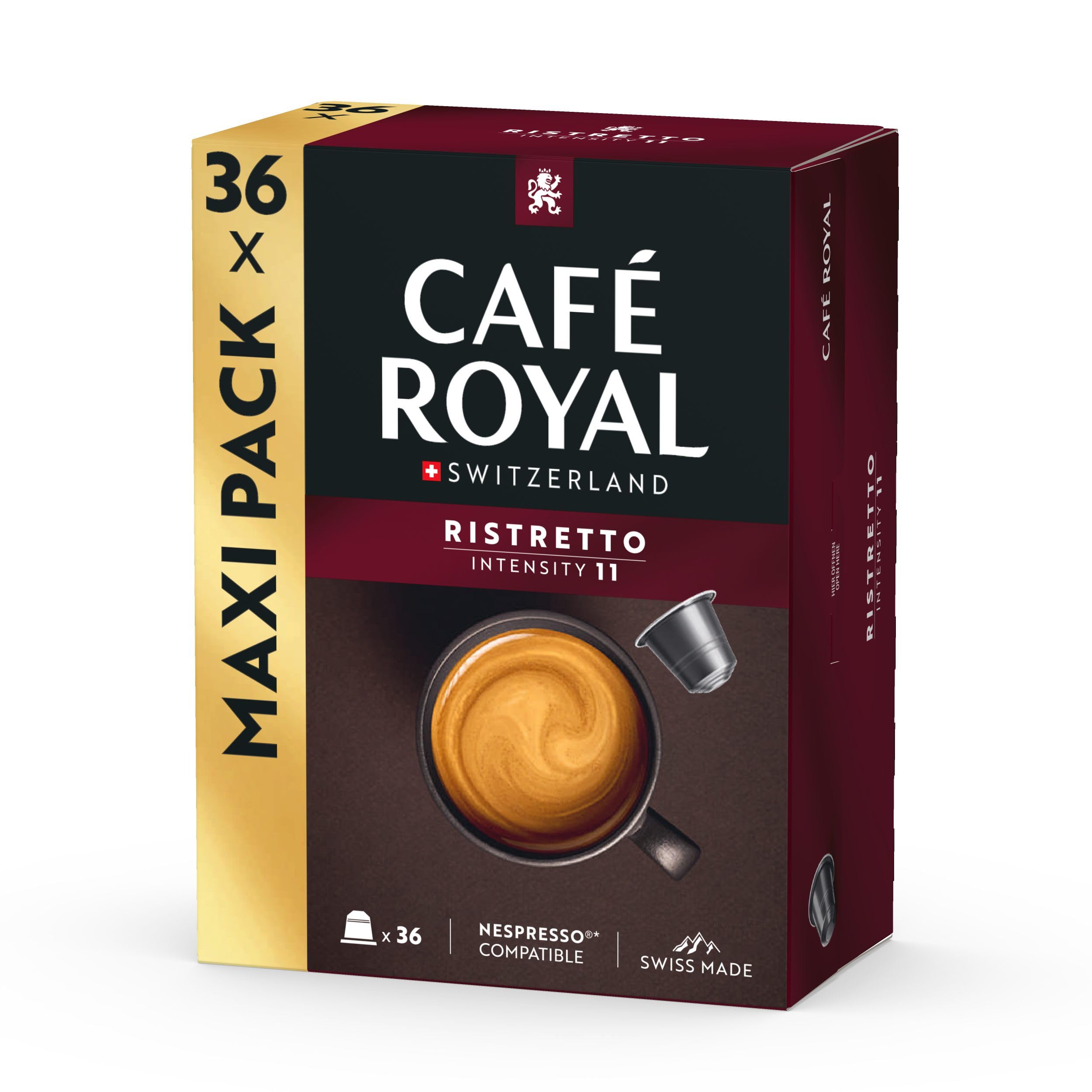 Café Royal Ristretto Nespresso Compatible Capsules | Intensity 11 | 36 Count | 80% Recycled Aluminium