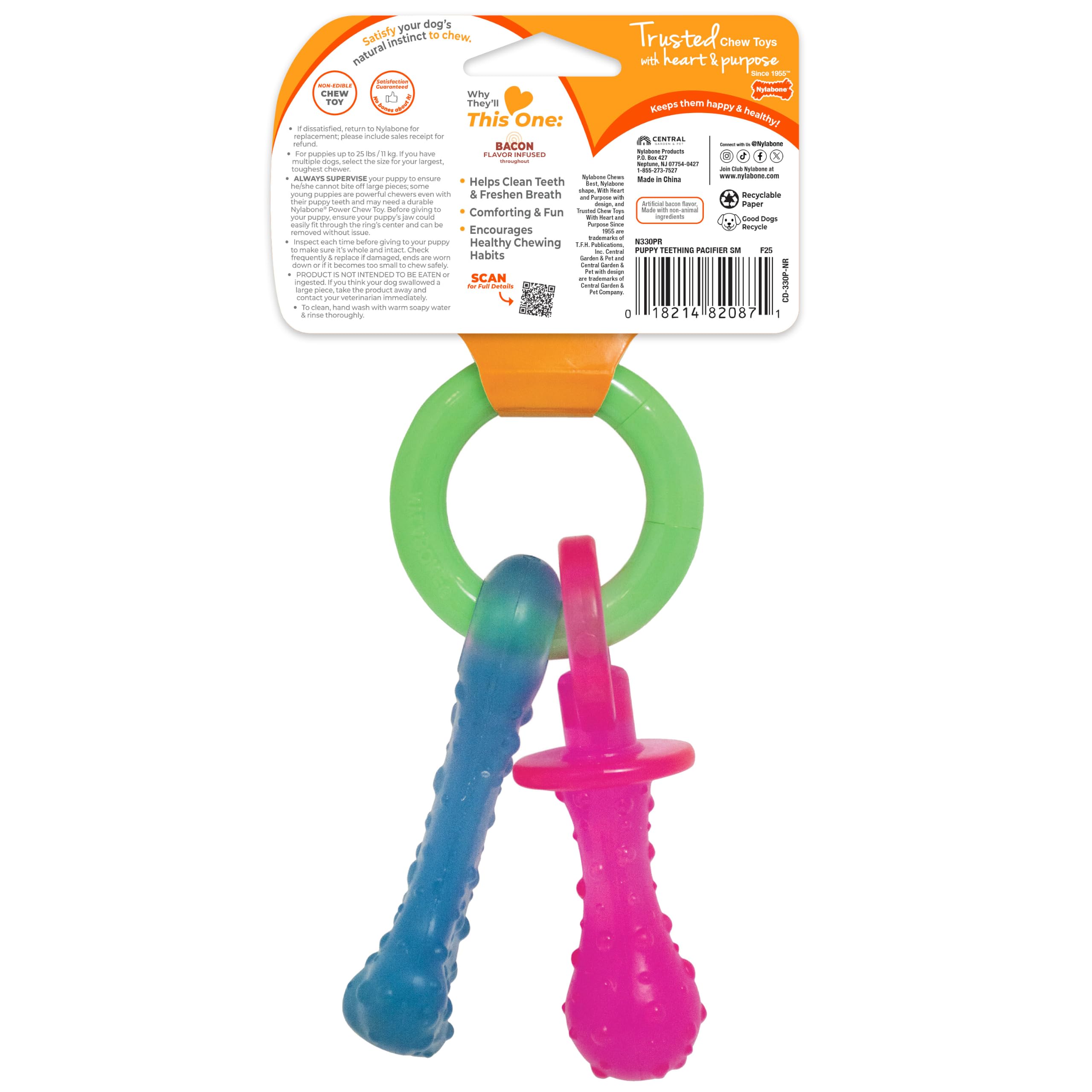 Nylabone Puppy Pacifier Chew Toy - Bacon Flavor, Extra Small (Up to 7 kg) 9