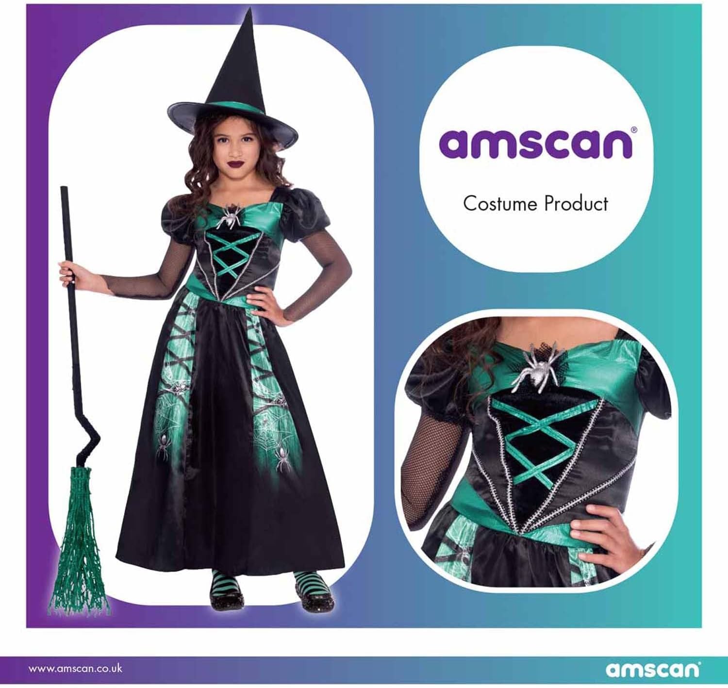 Amscan Spider Witch Costume - Girls 6-8 Years