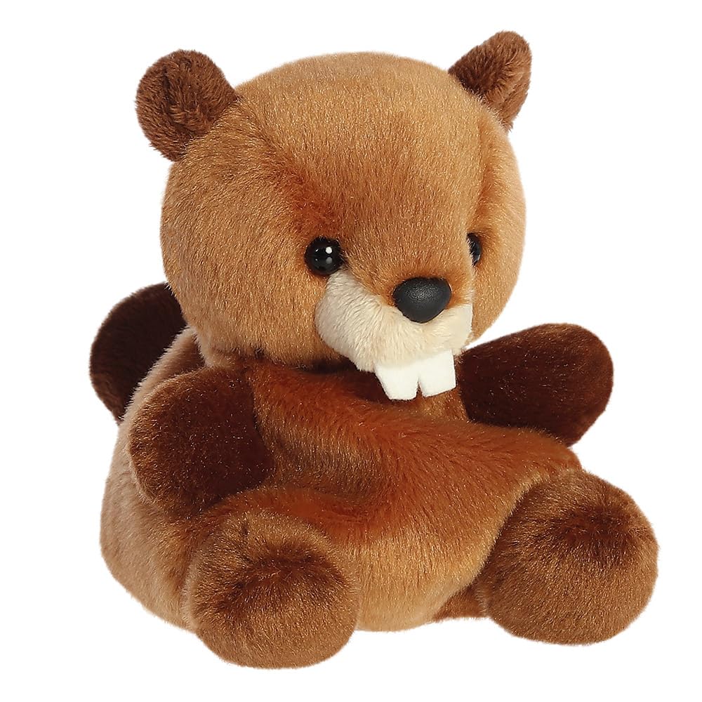 Aurora Palm Pals Chewy Beaver Bear Soft Toy - 13cm, Bean-Filled, Collectible | Suitable from Birth