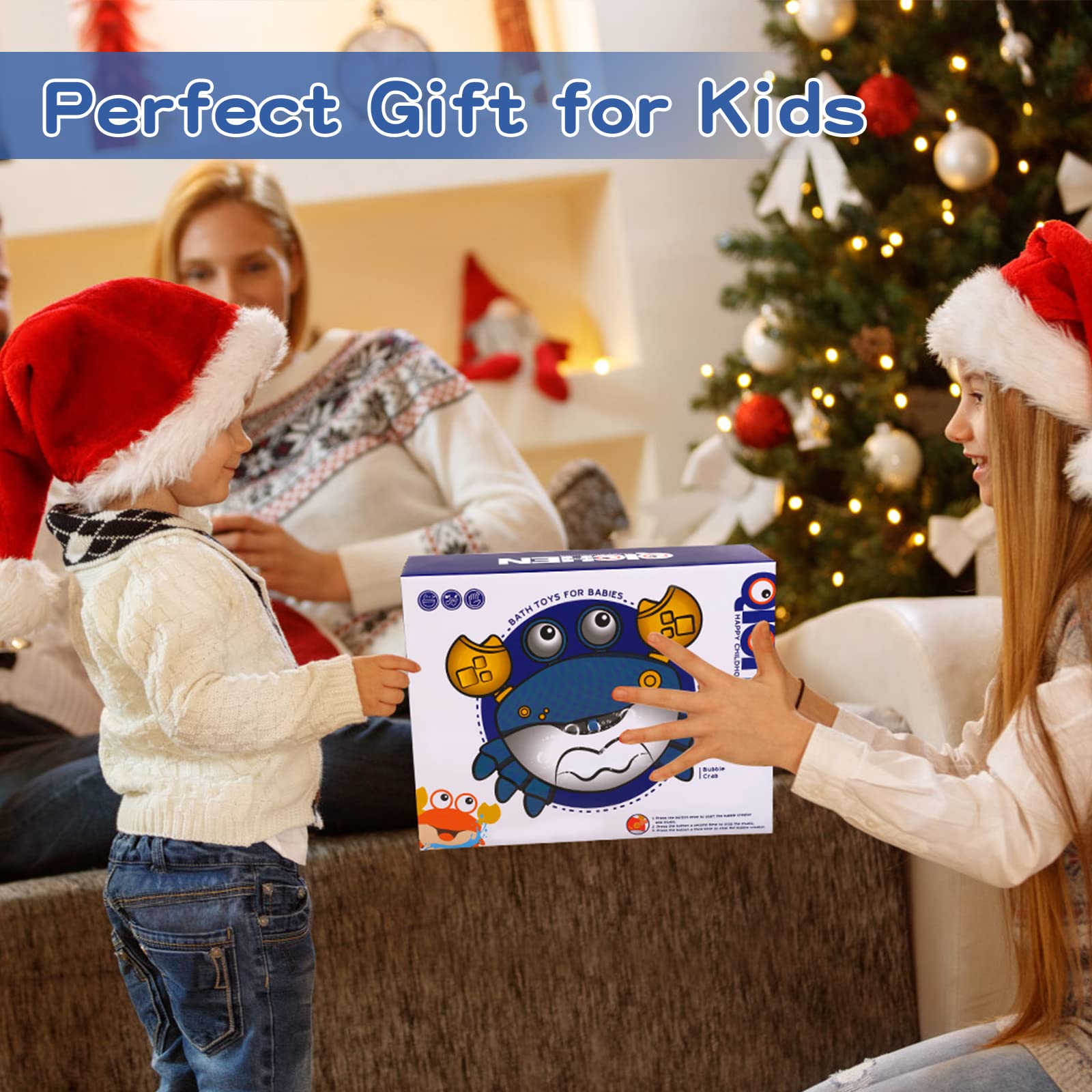 Jiosdo Crab Bath Bubble Maker - 2-in-1 Bubble & Music Toy for Toddlers 3