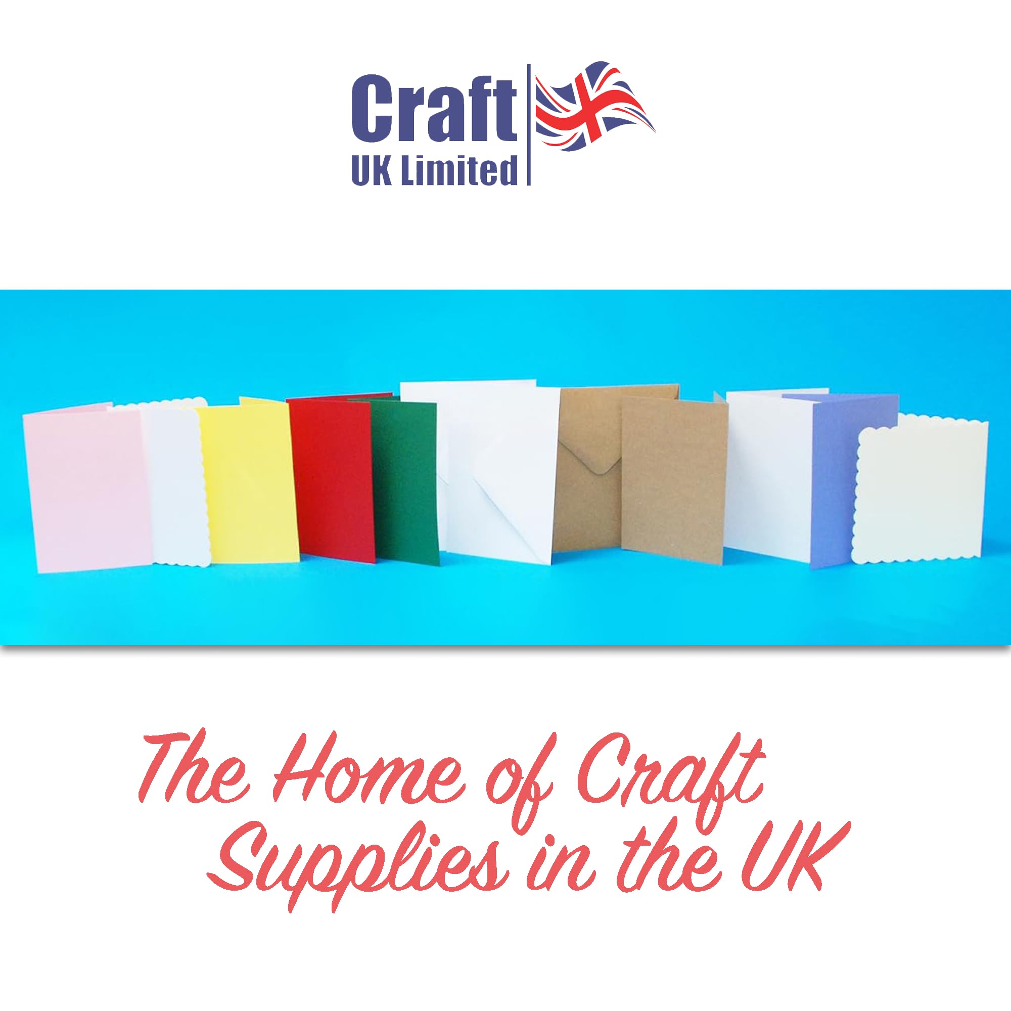 Craft UK White Cards & Envelopes - 50 Pack | 6 x 6 Size | Pre-scored 8