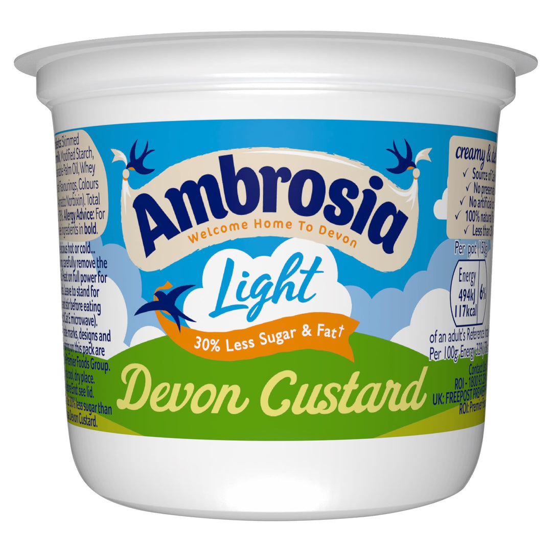 Ambrosia Light Devon Custard Pot, 30% Less Sugar & Fat, Calcium-Rich Dessert