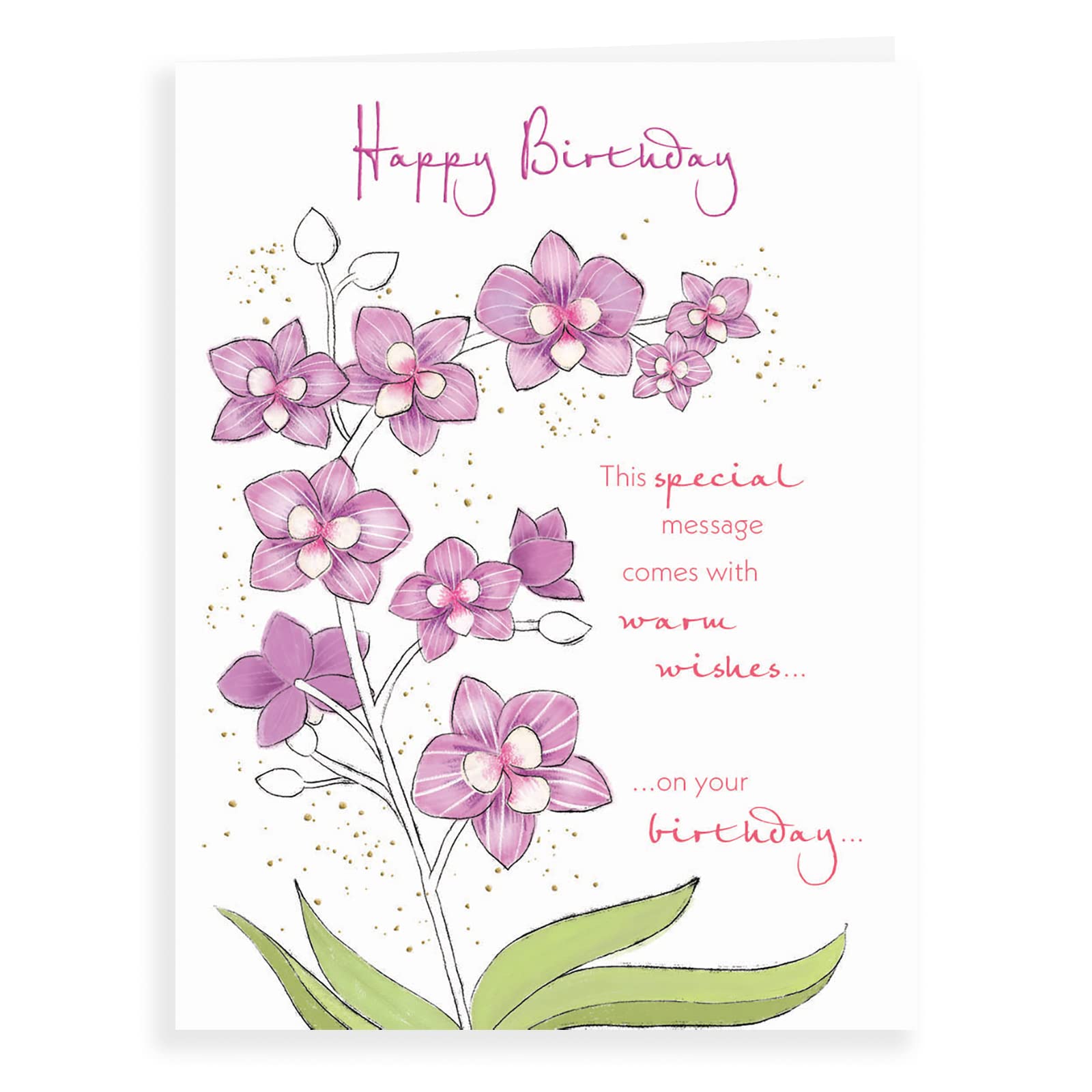 Piccadilly Greetings Traditional Birthday Card Orchids | 8 x 6 Inches | Purple 1