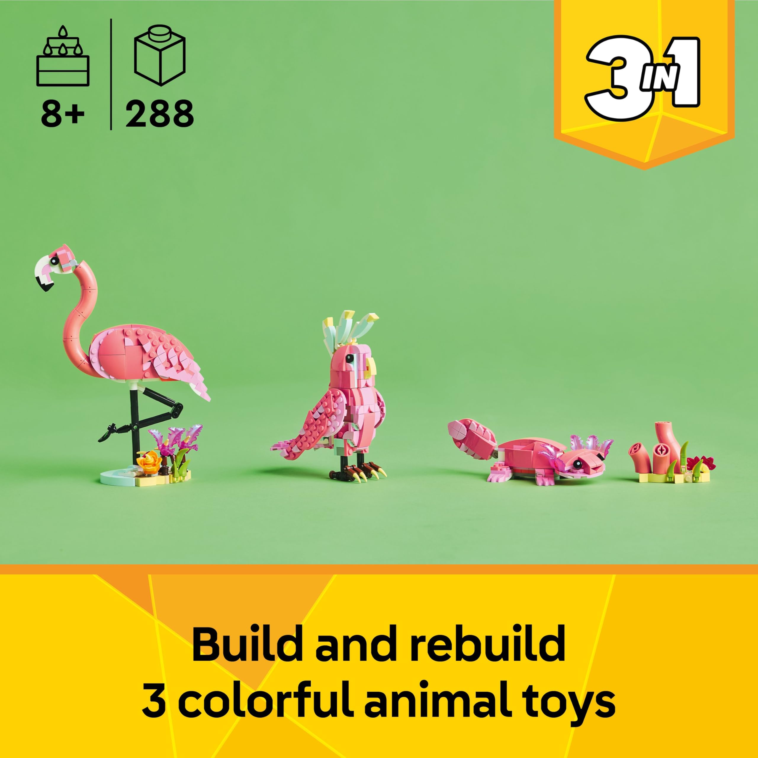 LEGO Creator 3in1 Wild Animals: Pink Flamingo Set 31170 | 3 Models in 1 | Ages 8+