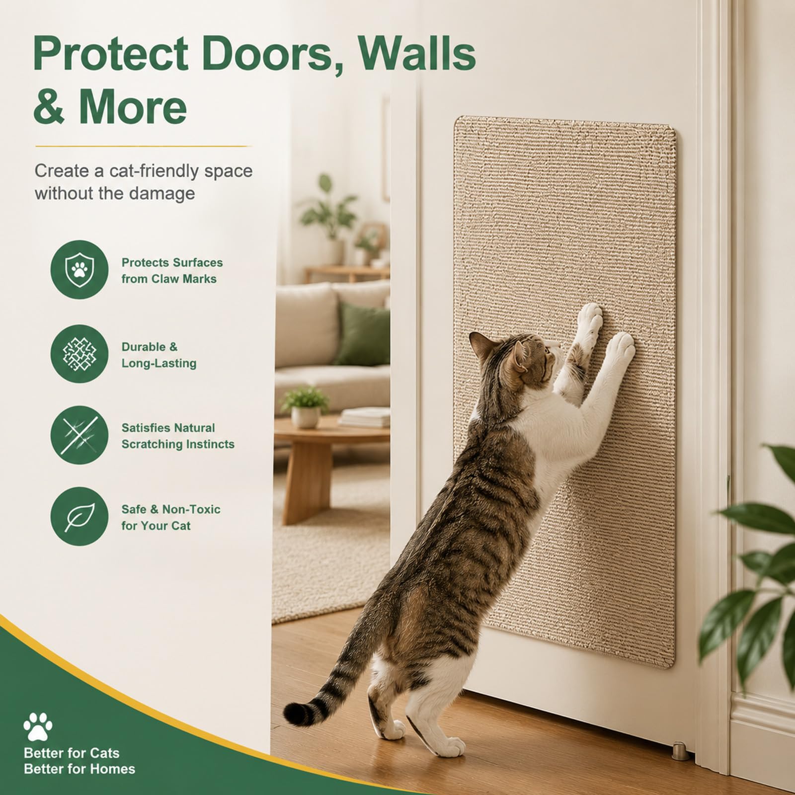 Muexoee Cat Scratching Mat - Thickened Polyester, DIY Cuttable, Self-Adhesive | 40cm x 2m