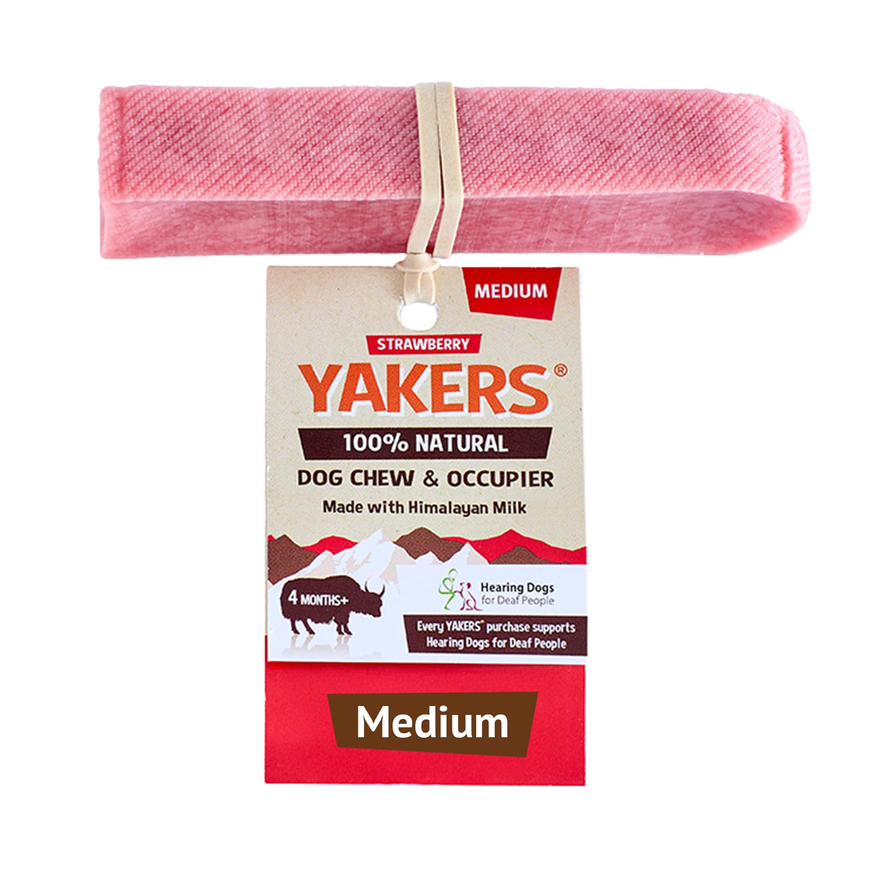 Yakers Strawberry Dog Chew Medium - 100% Natural Protein & Calcium | Durable Chew 1