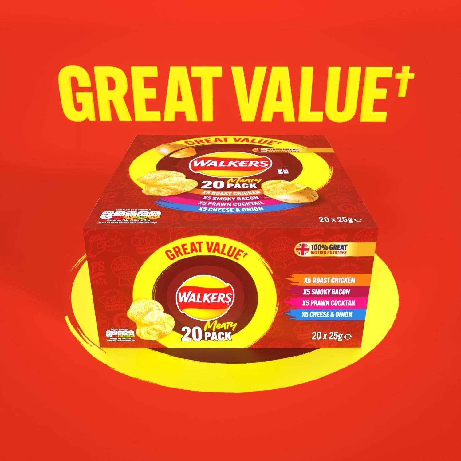 Walkers Meaty Variety Multipack Crisps 20x25g 5