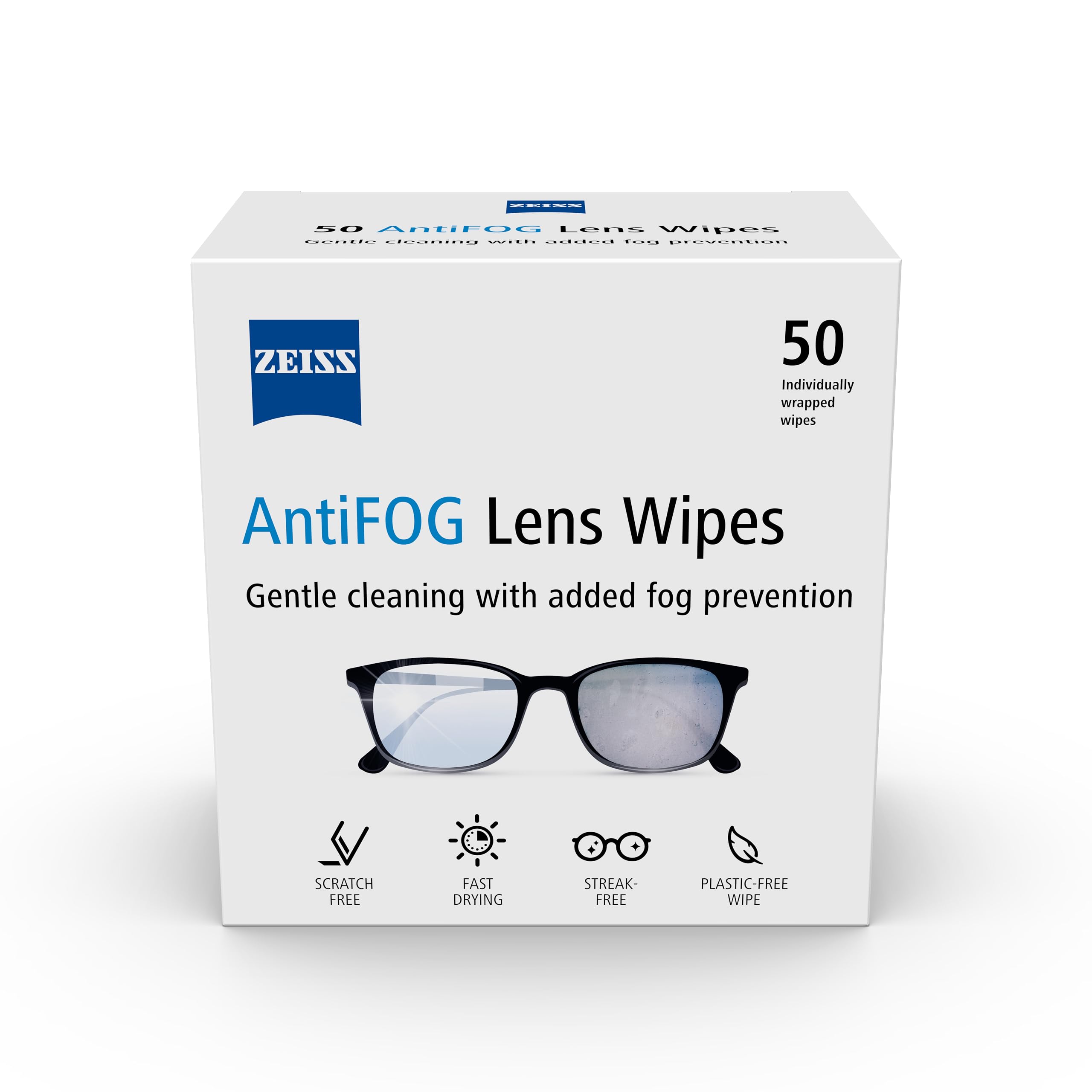 ZEISS AntiFOG Wipes - 50 Count | Streak-Free Cleaning | Safe for Coated Lenses 1