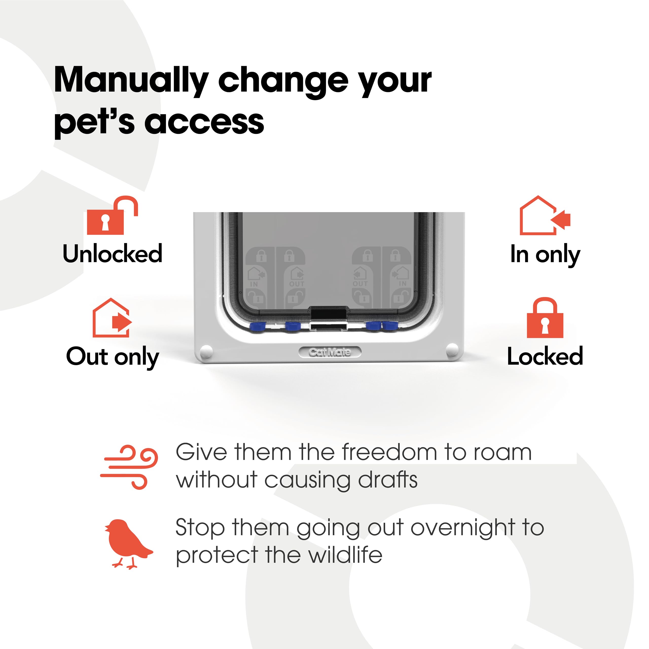 Cat Mate Large Cat Flap - 4-Way Locking, Weatherproof, Silent Action | White | L Size 4