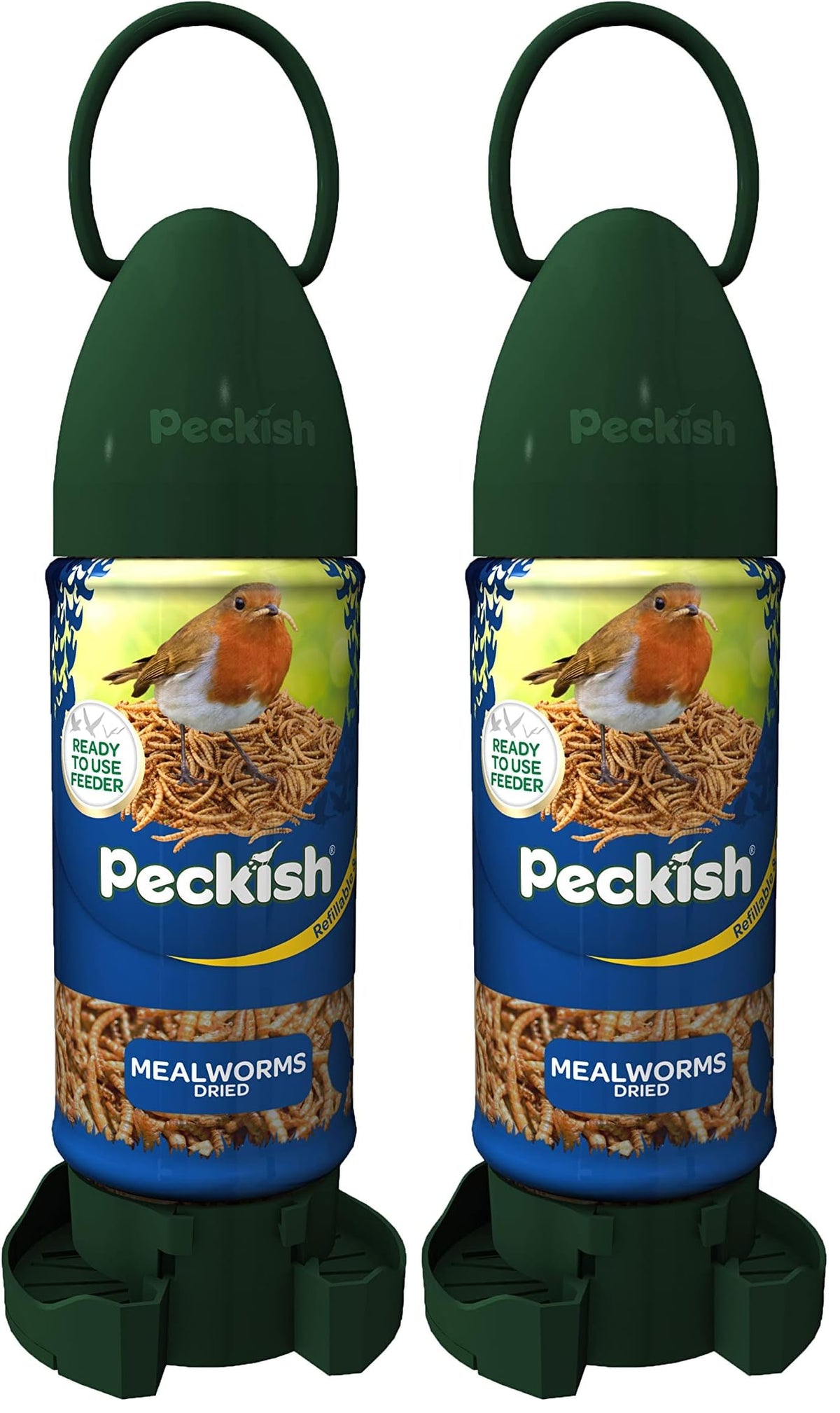 Peckish Mealworm Ready To Use Feeder - Large, Green, Pack of 2