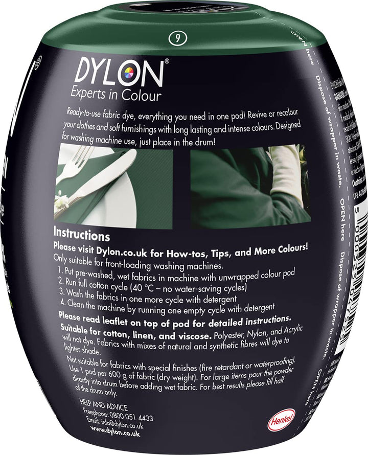 Dylon Washing Machine Fabric Dye Pod - Forest Green, 350g