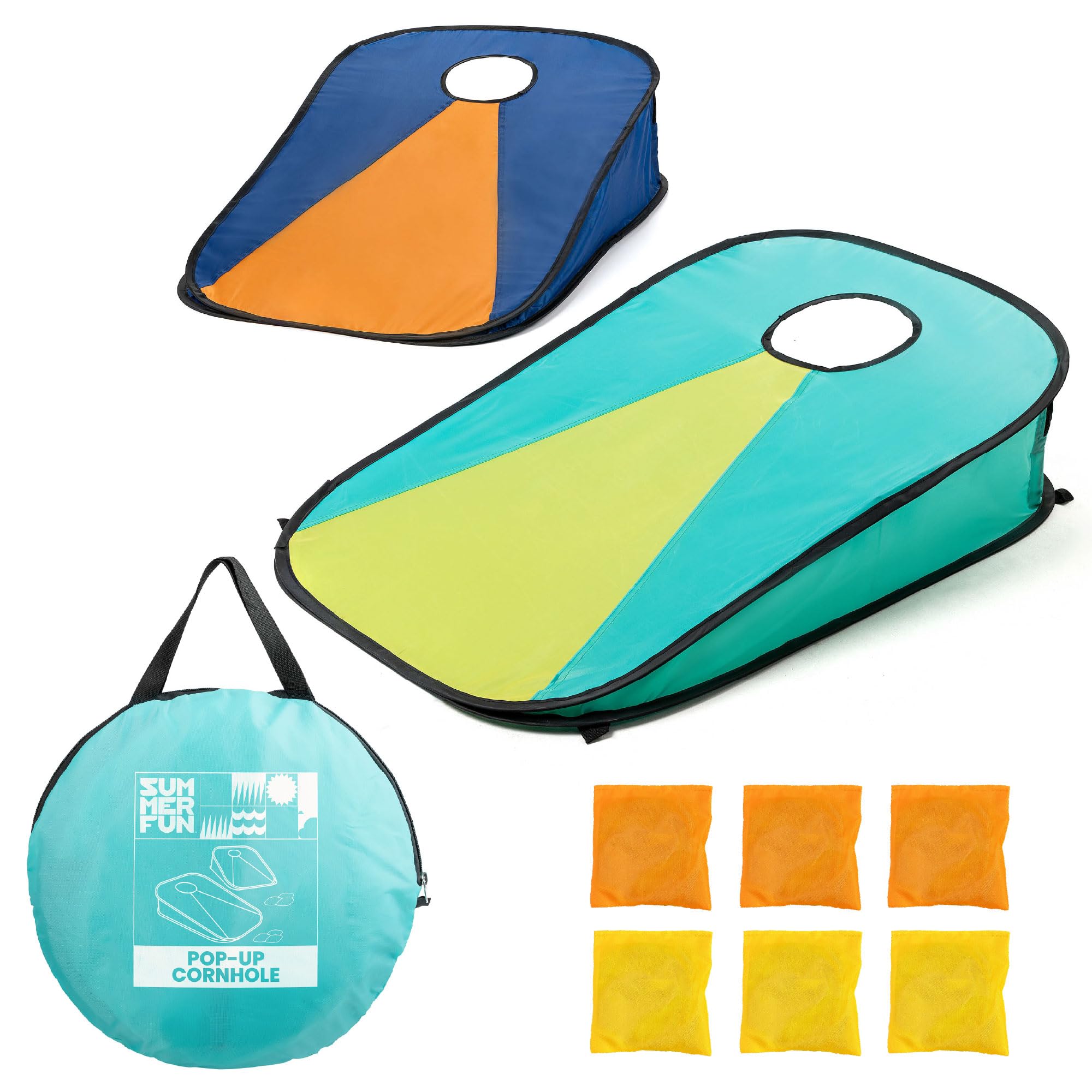 Toyrific Pop-Up Cornhole Game Set - Portable Bean Bag Toss for 4 Players | Polyester