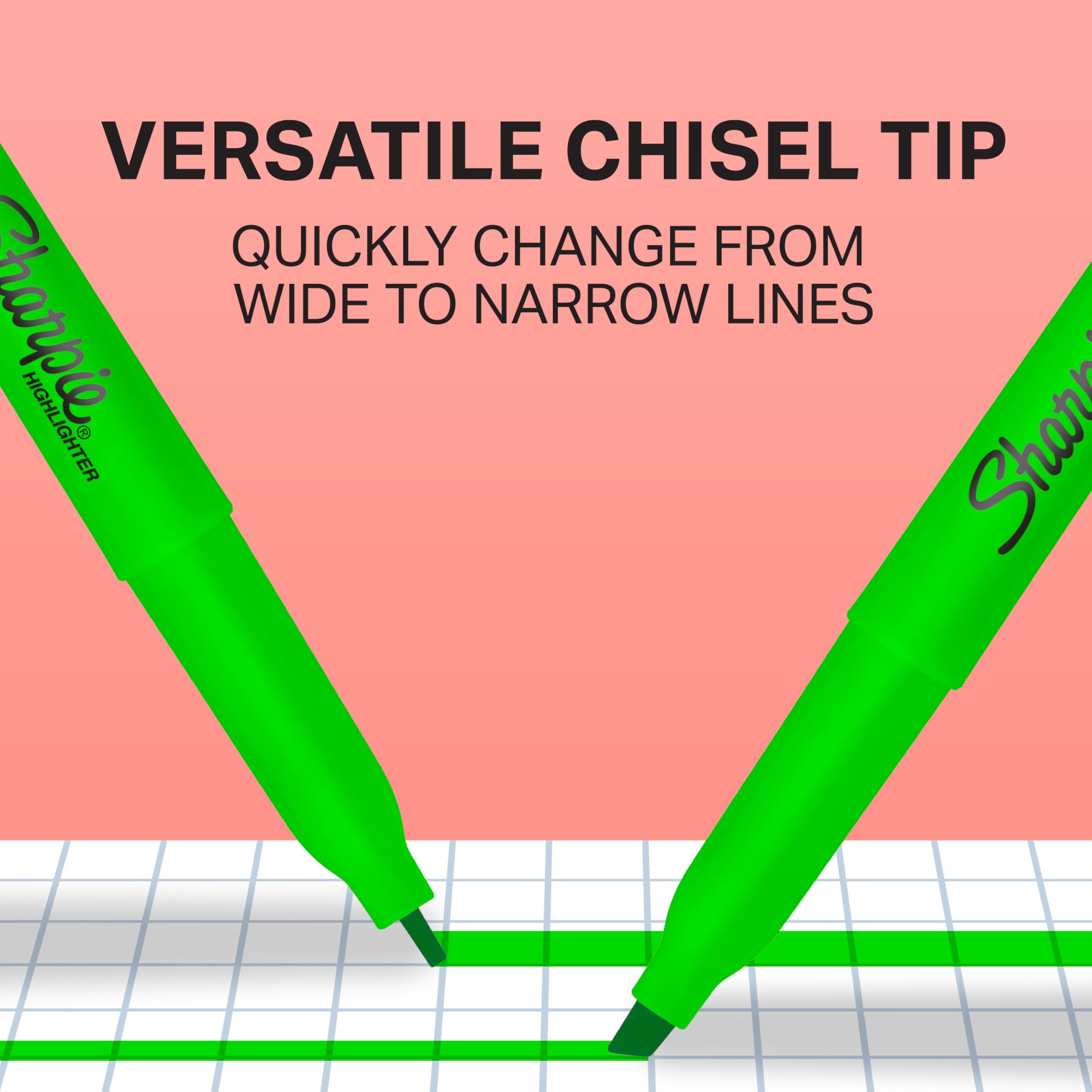 Sharpie Pocket Highlighters - Chisel Tip | 12 Pack Assorted Fluorescent Ink Colours