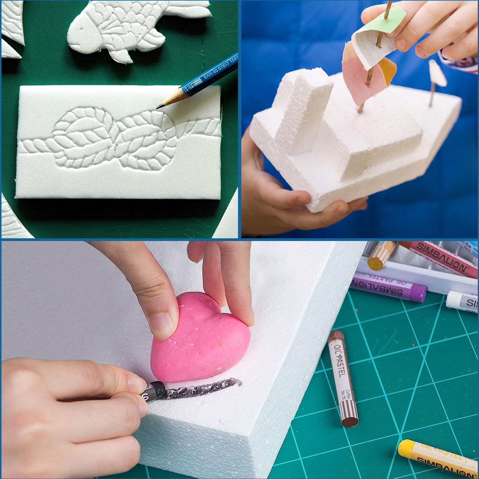 ASelected 12-Pack Foam Boards - 30x30x2CM Polystyrene Blocks for Crafts & Projects 6