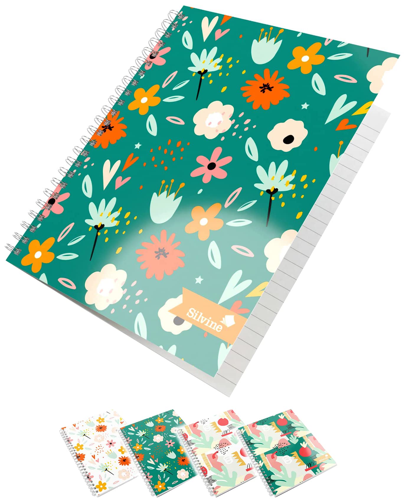 Silvine A5 Wirebound Notebook - 160 Page Feint Ruled with Perforated Pages | Assorted Designs
