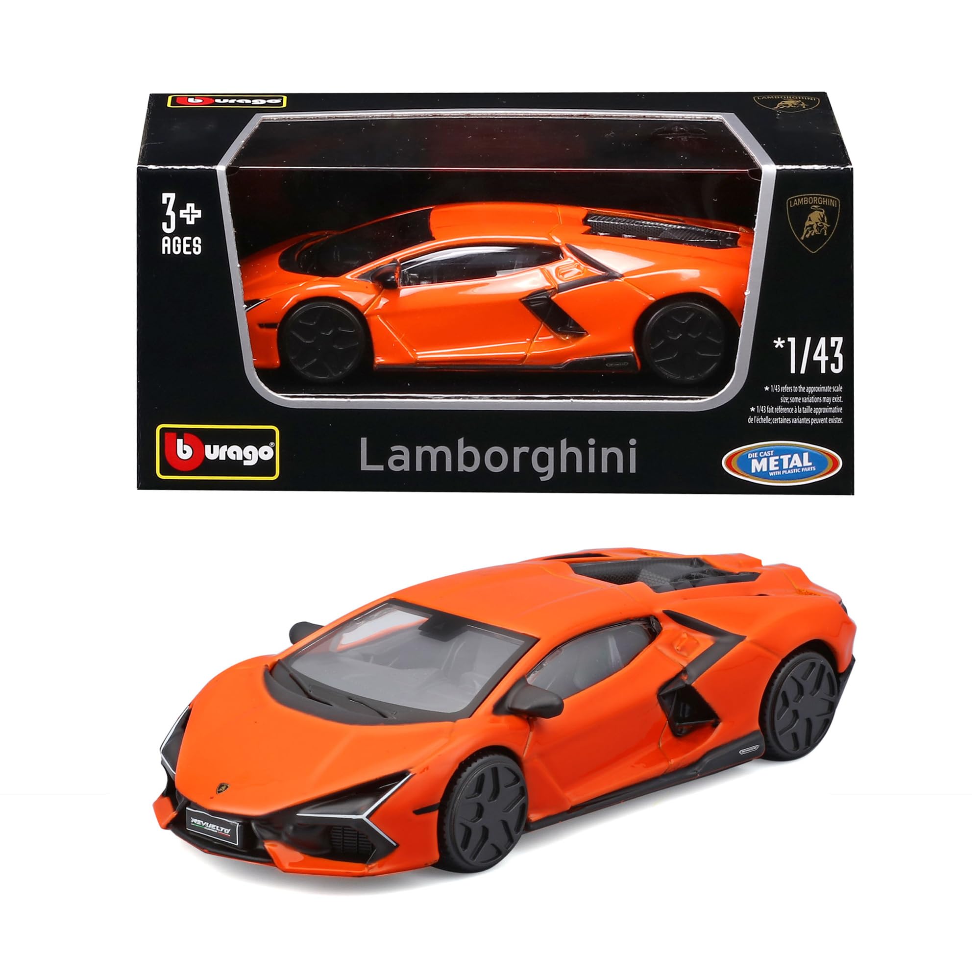 Bburago Lamborghini Revuelto 1:43 Scale Die-Cast Metal Car - Orange, Ages 3+