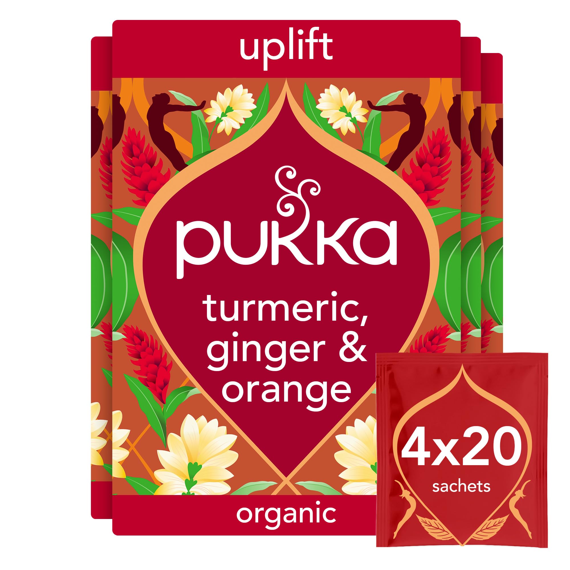 Pukka Herbs Turmeric Active Organic Herbal Tea - 20 Count (Pack of 4) | Caffeine-Free Energy Support 1