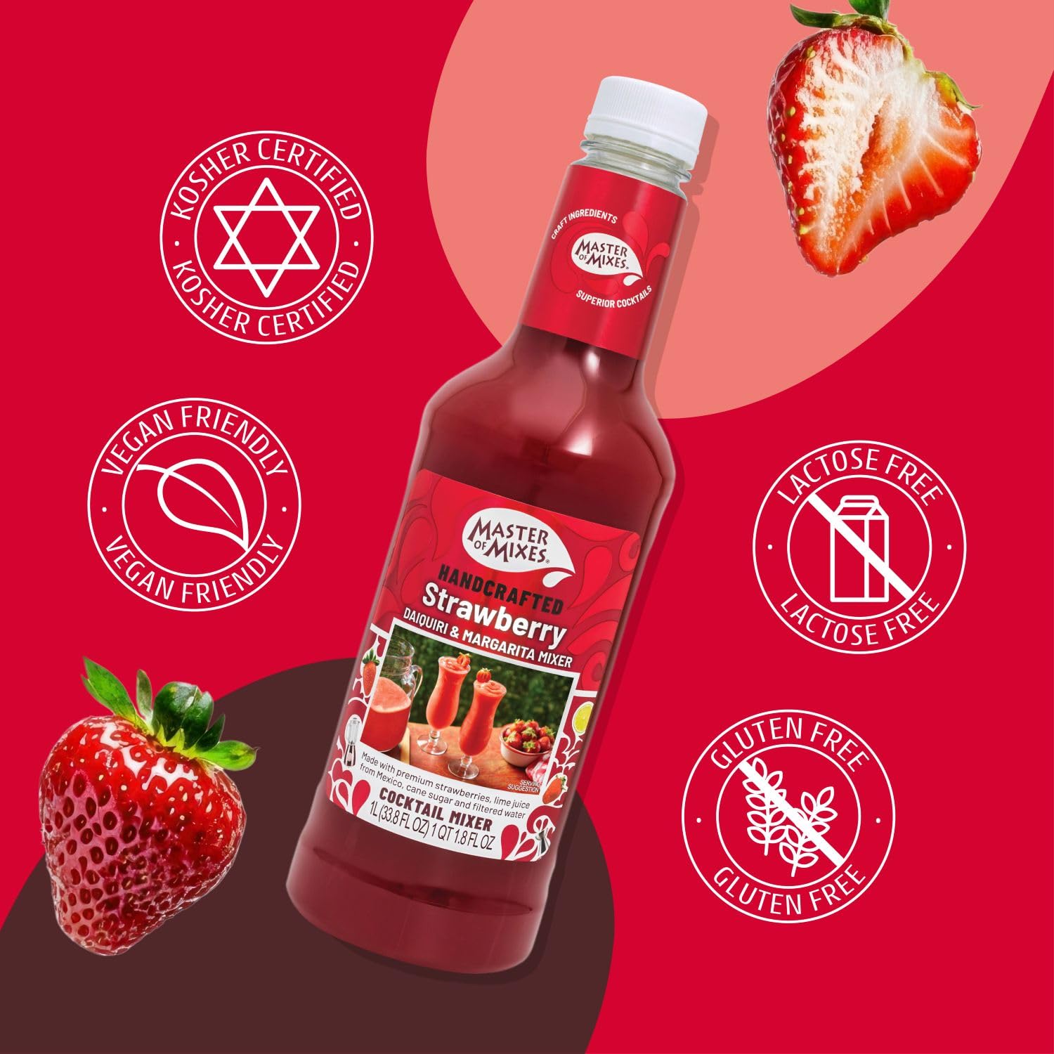 Master of Mixes Strawberry Daiquiri Cocktail Mixer - 1 Litre | Made with Real Strawberries & Lime Juice 5