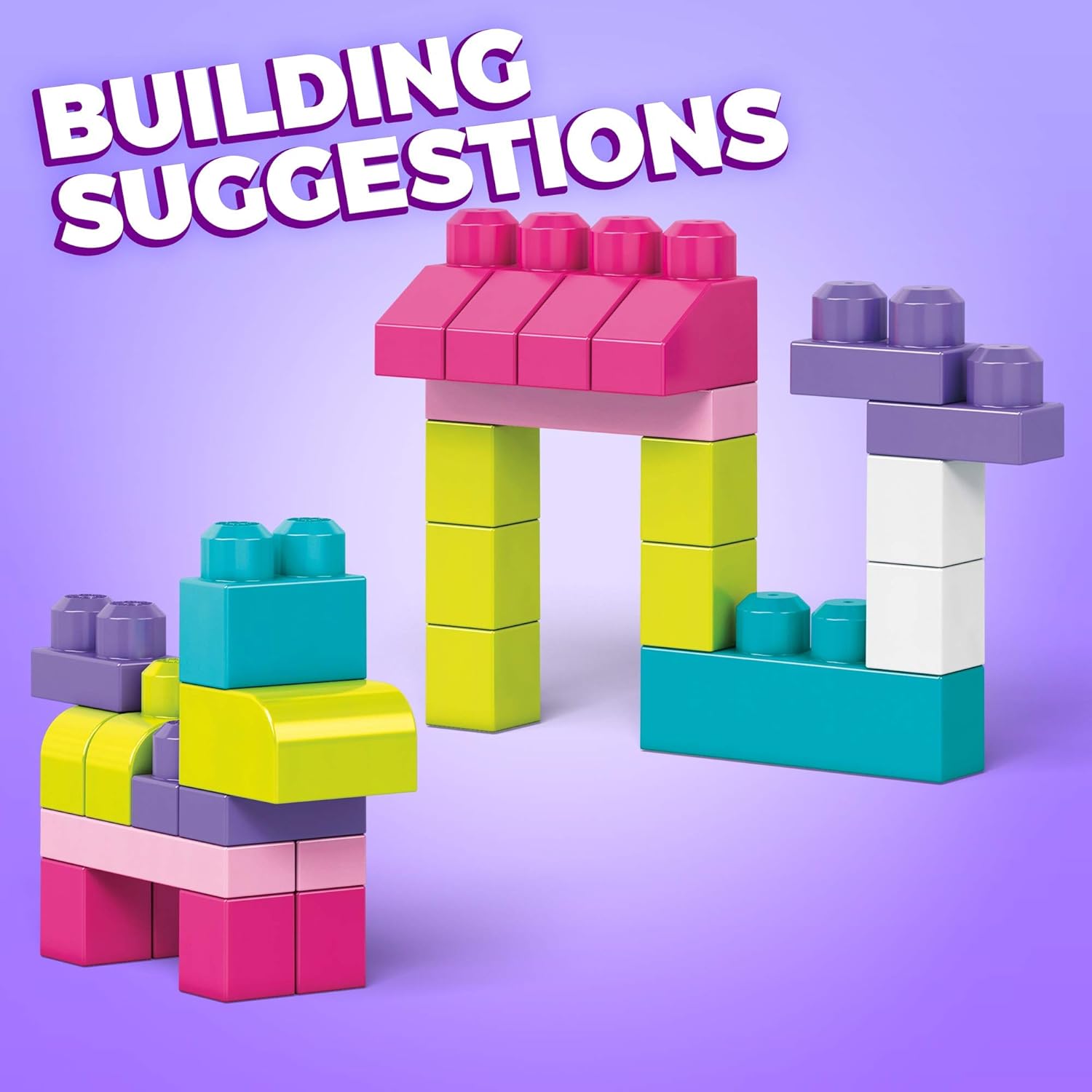 Mega Bloks First Builders Big Building Bag - 80-Piece Pink Building Set for Toddlers 2