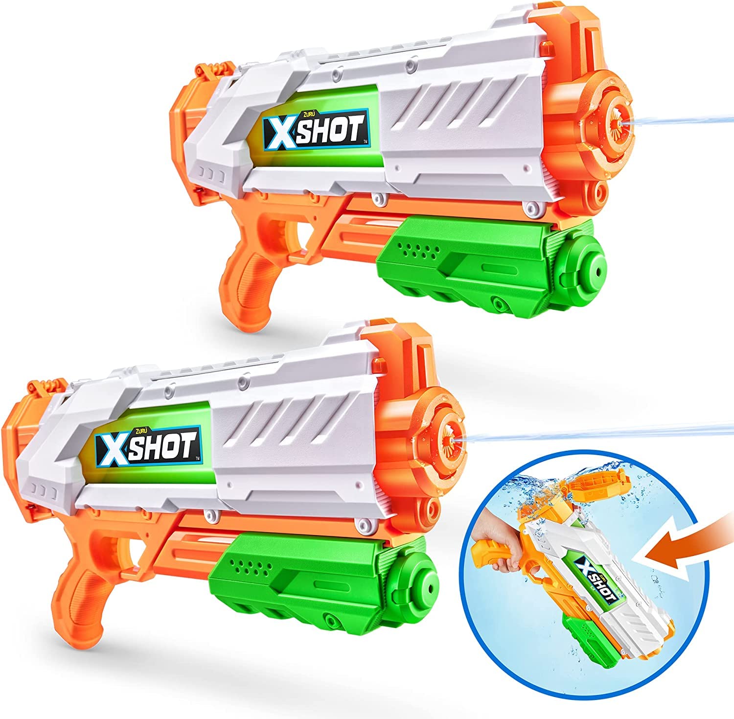XSHOT Fast-Fill Medium Water Blaster - 2 Pack | 34ft Range | 700mL Capacity