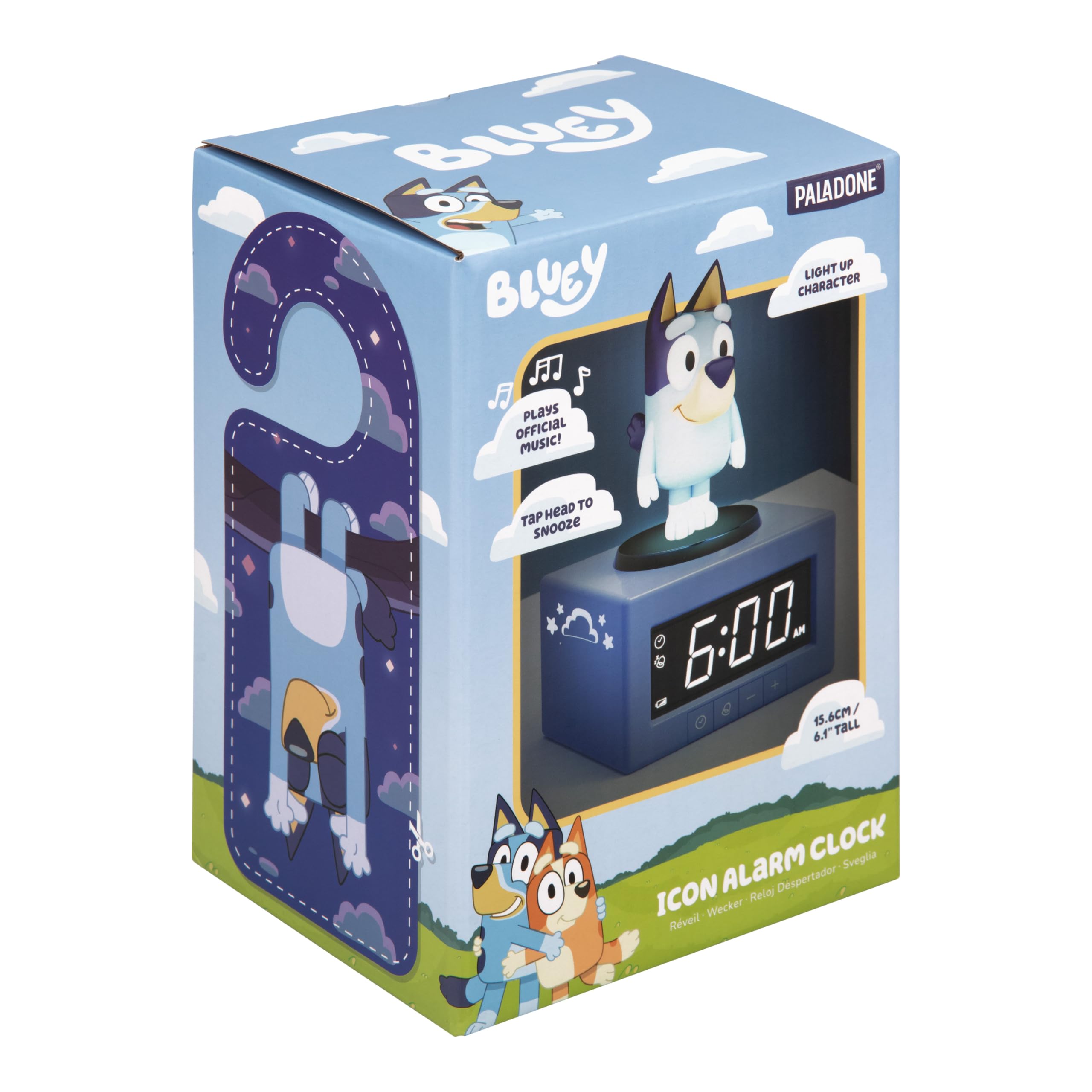 Paladone Bluey Digital Alarm Clock with Night Light & Music | Battery Powered | Snooze Function 6