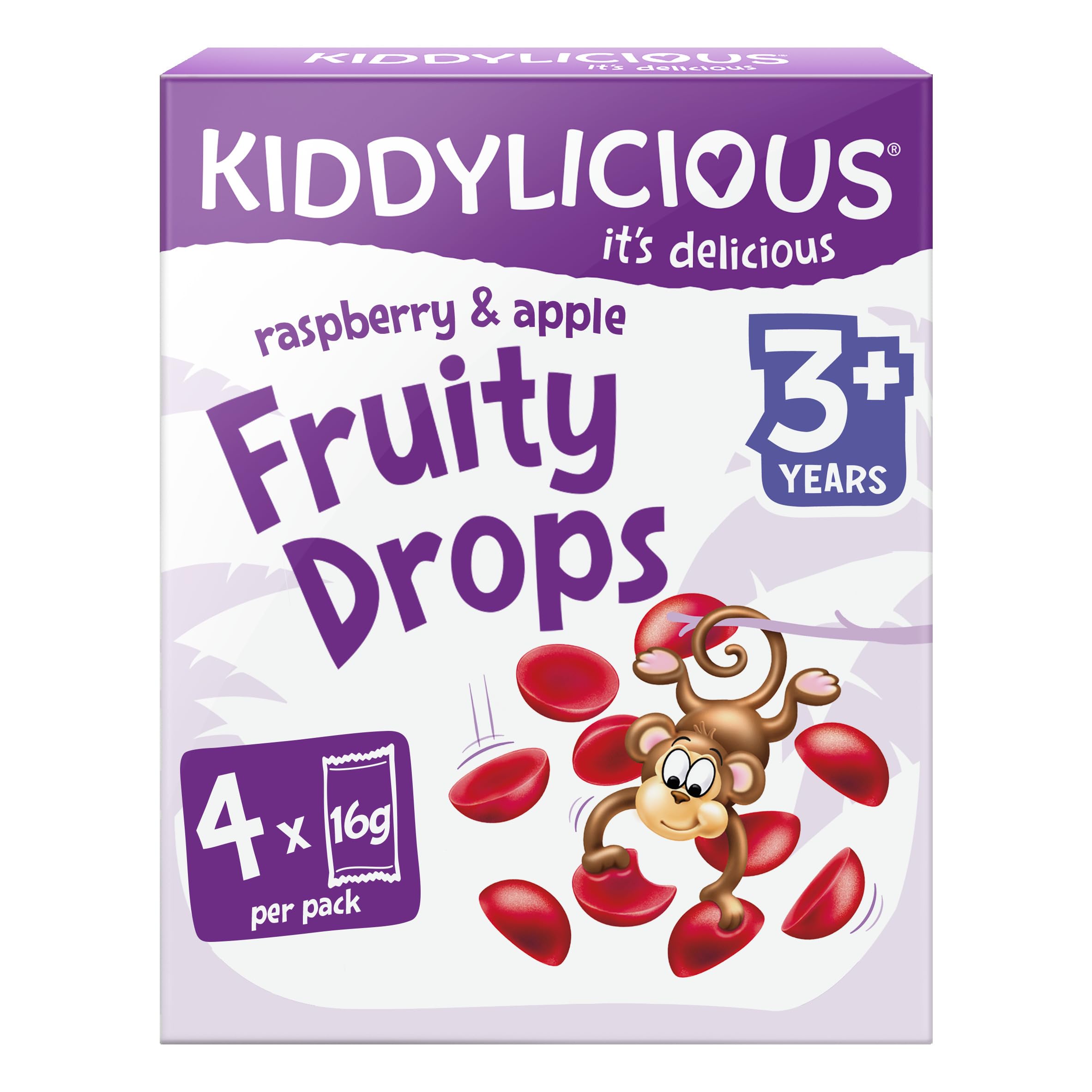 Kiddylicious Raspberry & Apple Fruity Drops - 95% Fruit Snacks | Gluten Free | 28 Count 3