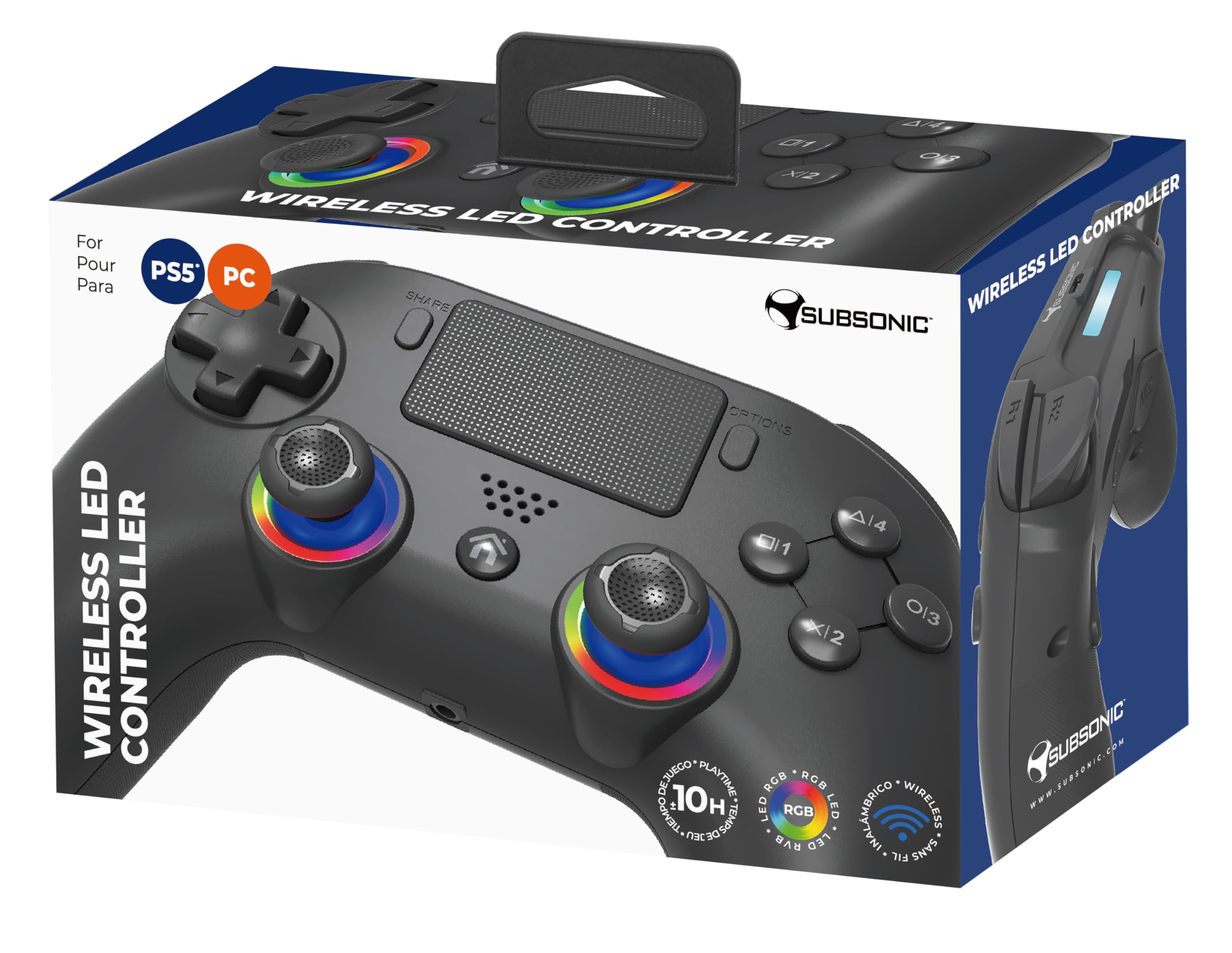 Subsonic SA5716-1 – Wireless Controller for PS5 & PC with Programmable Paddles, RGB LEDs, and Turbo Function