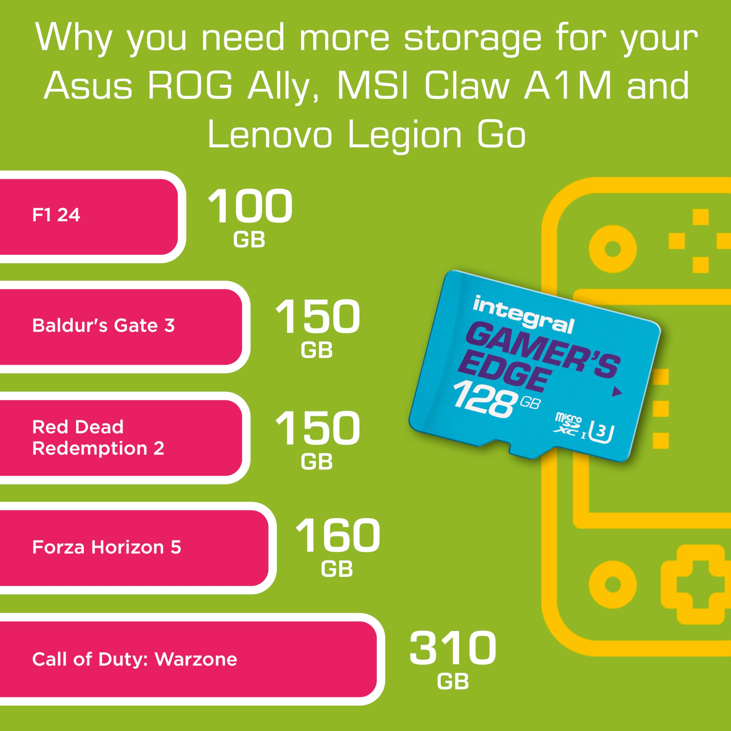 Integral 128 GB Gamer's Edge Micro SD-Karte für Nintendo Switch, Switch Lite und Switch OLED – U3, 100 MB/s Lesen, A1 App-Leistung
