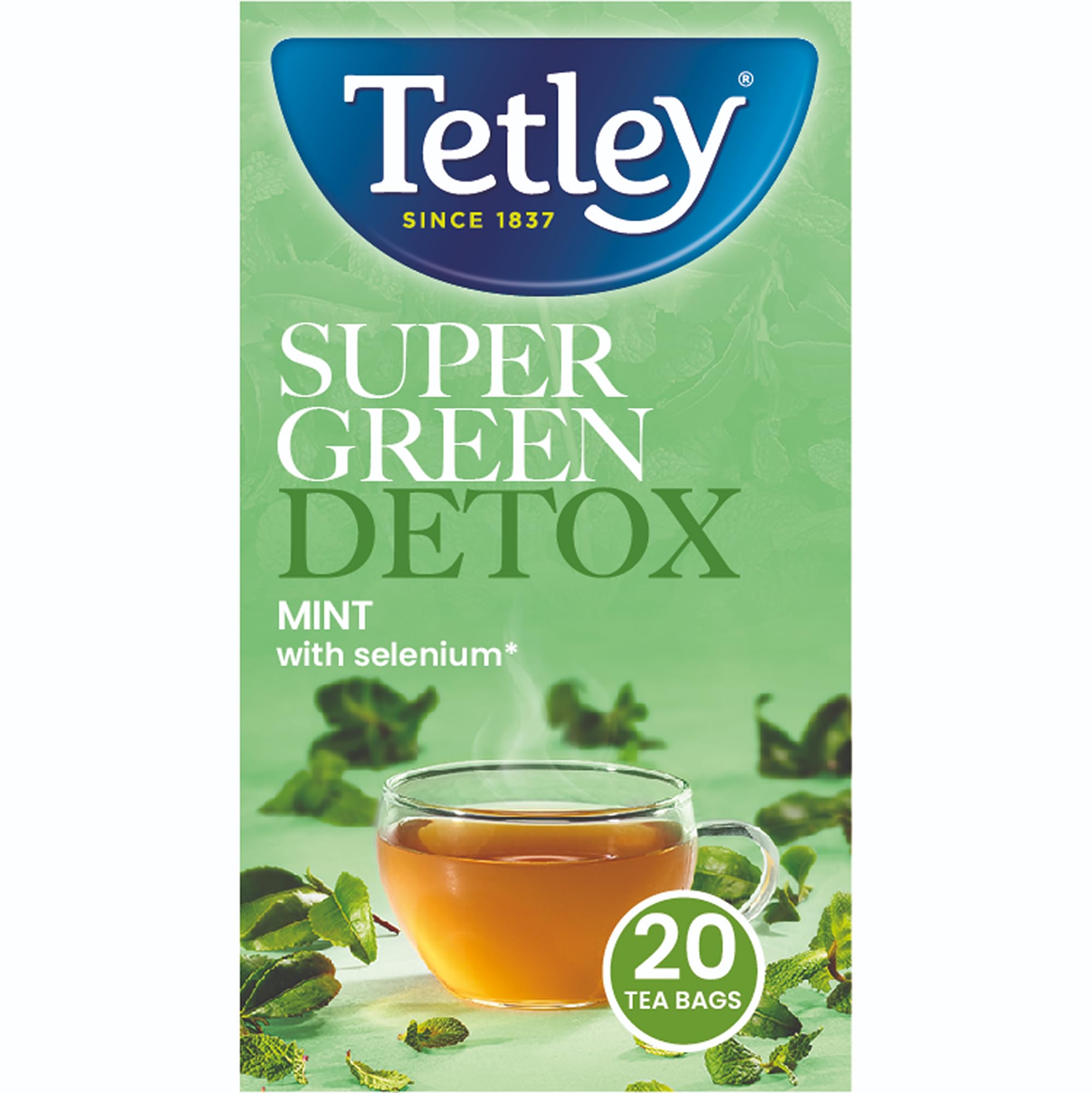 Tetley Super Green Tea Detox Mint - 20 Teabags | Selenium Added | Detox & Stress Relief 1