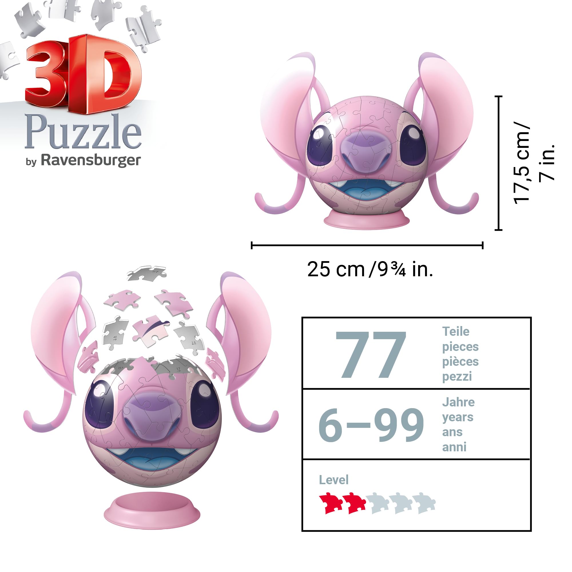 Ravensburger Disney Stitch Angel with Ears 72-Piece 3D Jigsaw Puzzle - Ages 6+ 2