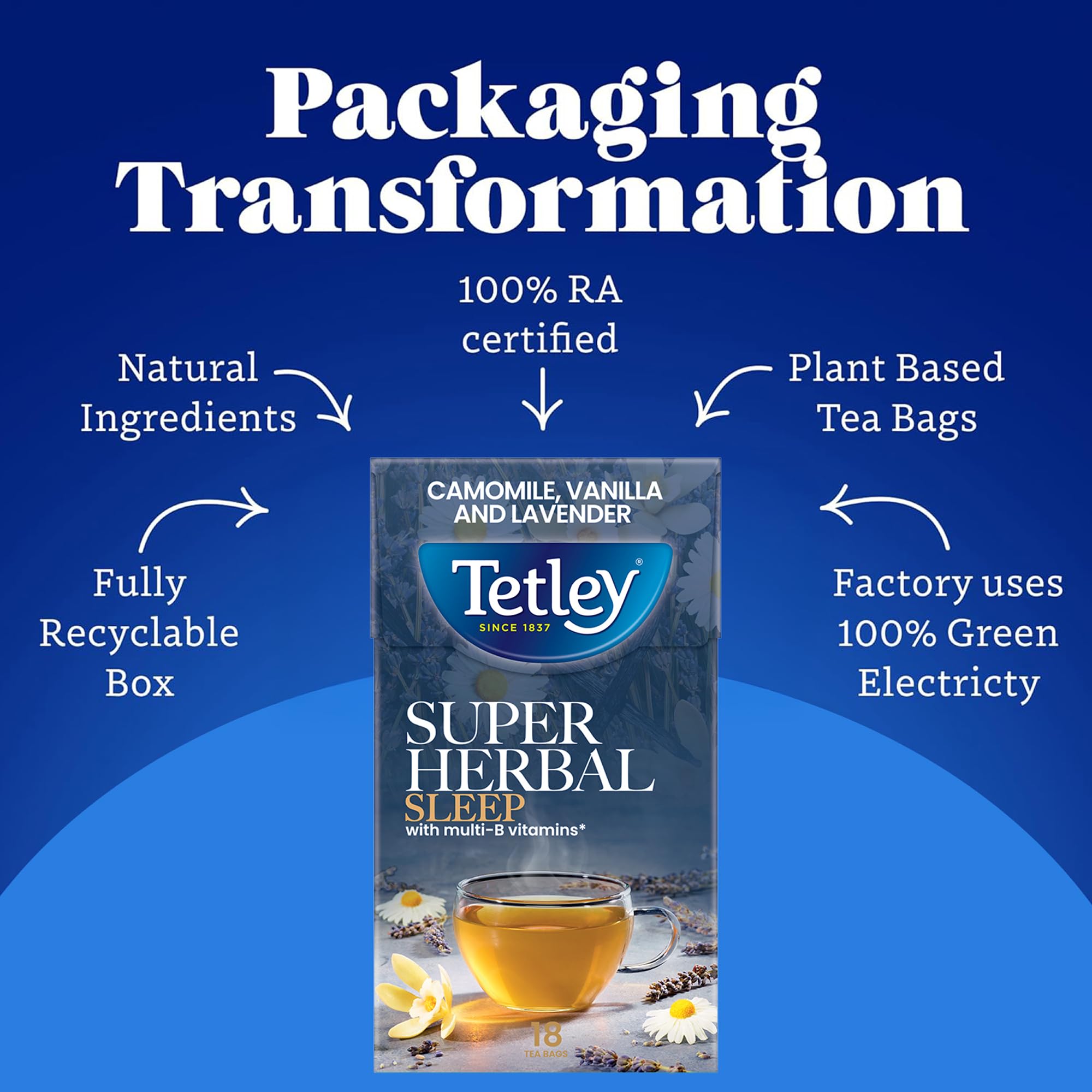 Tetley Super Herbal Sleep Tea - Camomile, Vanilla & Lavender Blend | 18 Bags 5