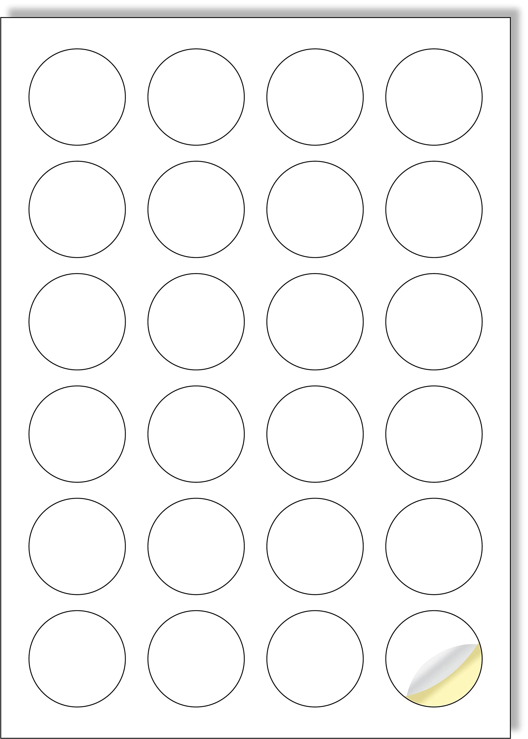 Creavvee Printable White Printer Labels - 24 Labels/Sheet, 25 A4 Sheets, 40mm Round | 600 Count