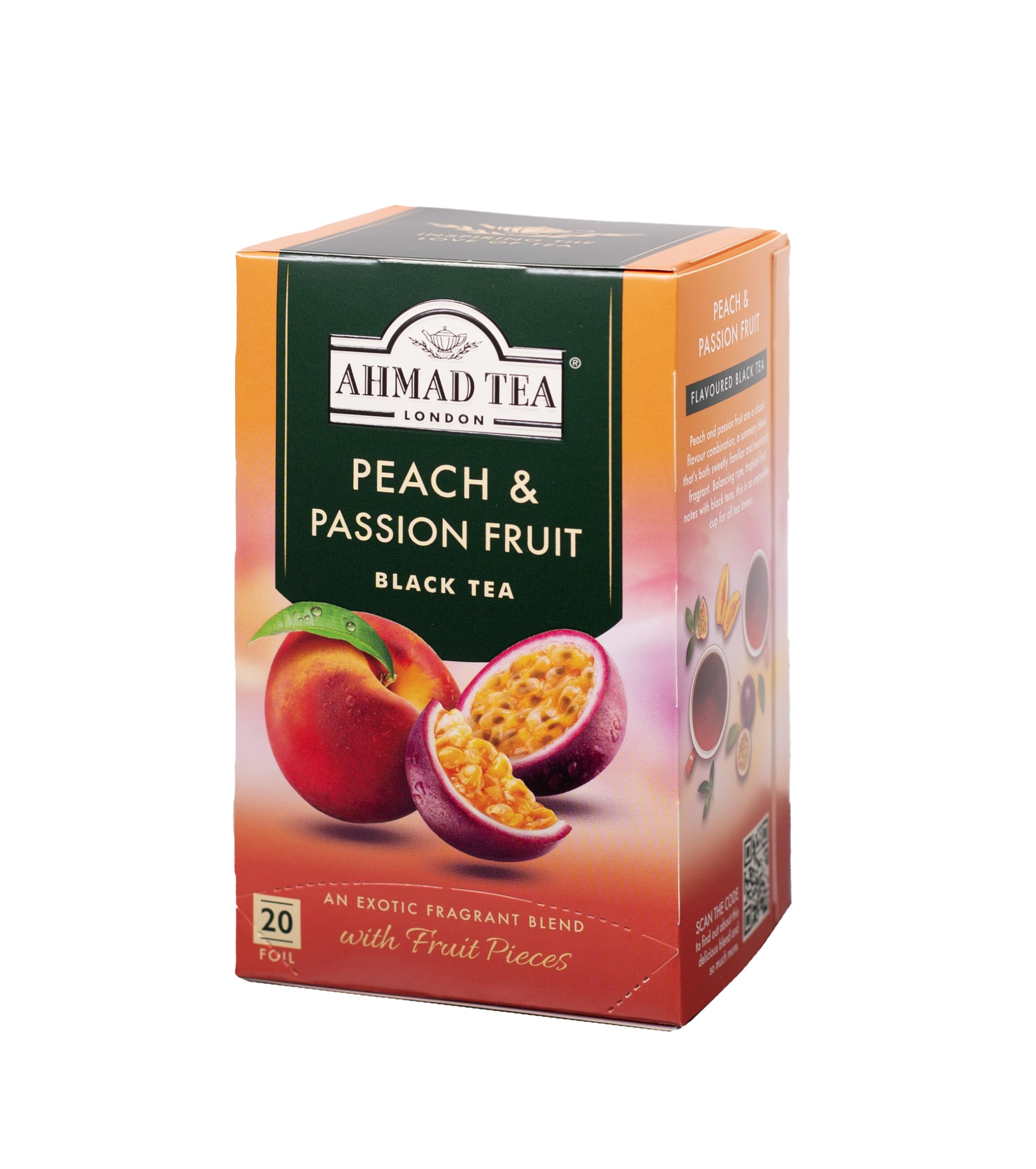 Ahmad Tea Peach & Passion Fruit Black Tea - 20 Teabags | Exotic Fruit Flavor | Antioxidant Support 2