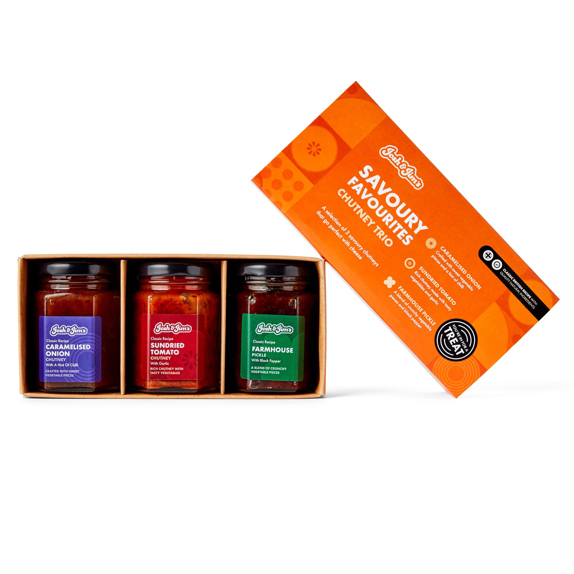 Josh & Jim's - Savoury Chutney Trio with Caramelised Onion, Farmhouse Pickle & Tomato Chutney