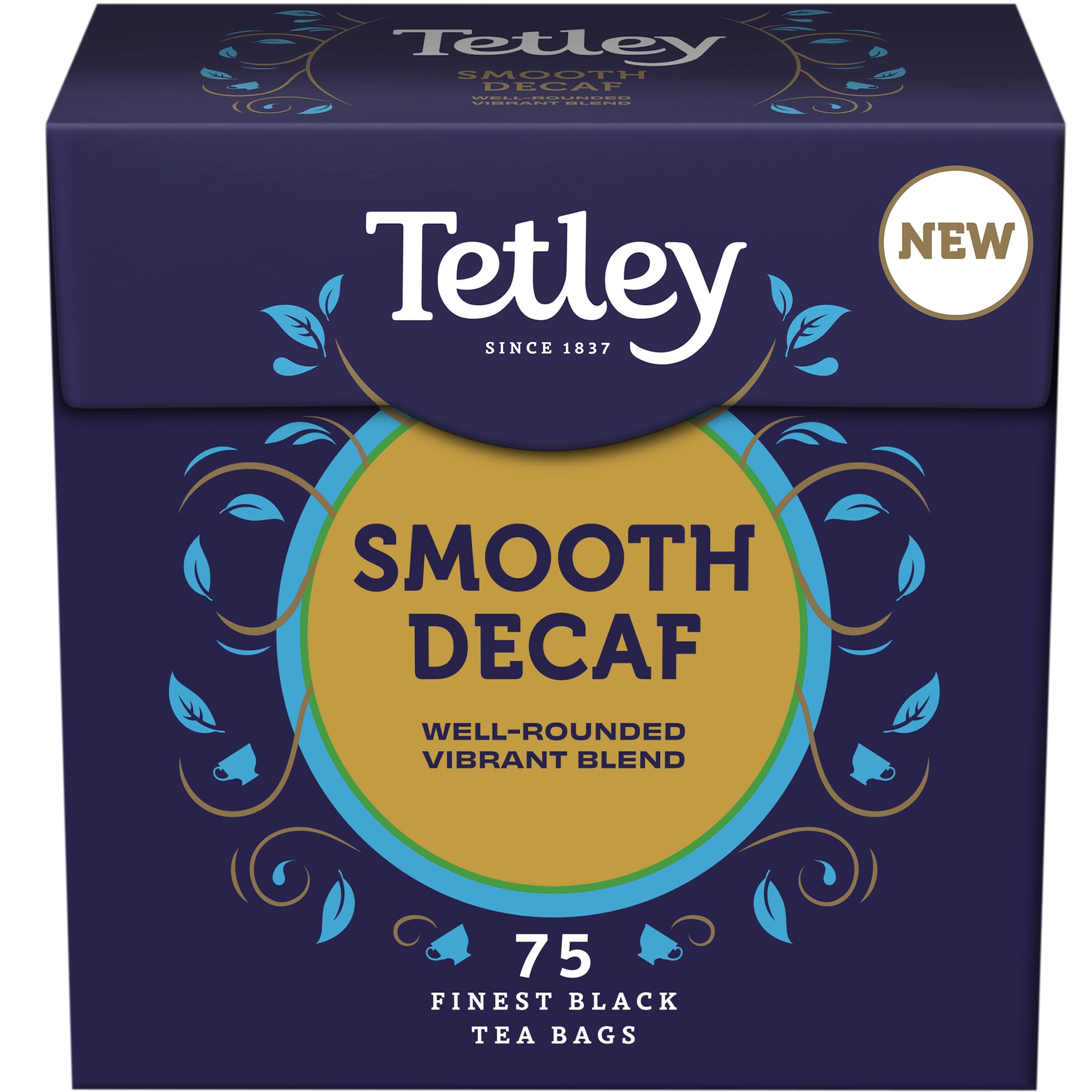 Tetley Smooth Decaf Black Tea Bags - Caffeine-Free, Rainforest Alliance Certified | 75 Count