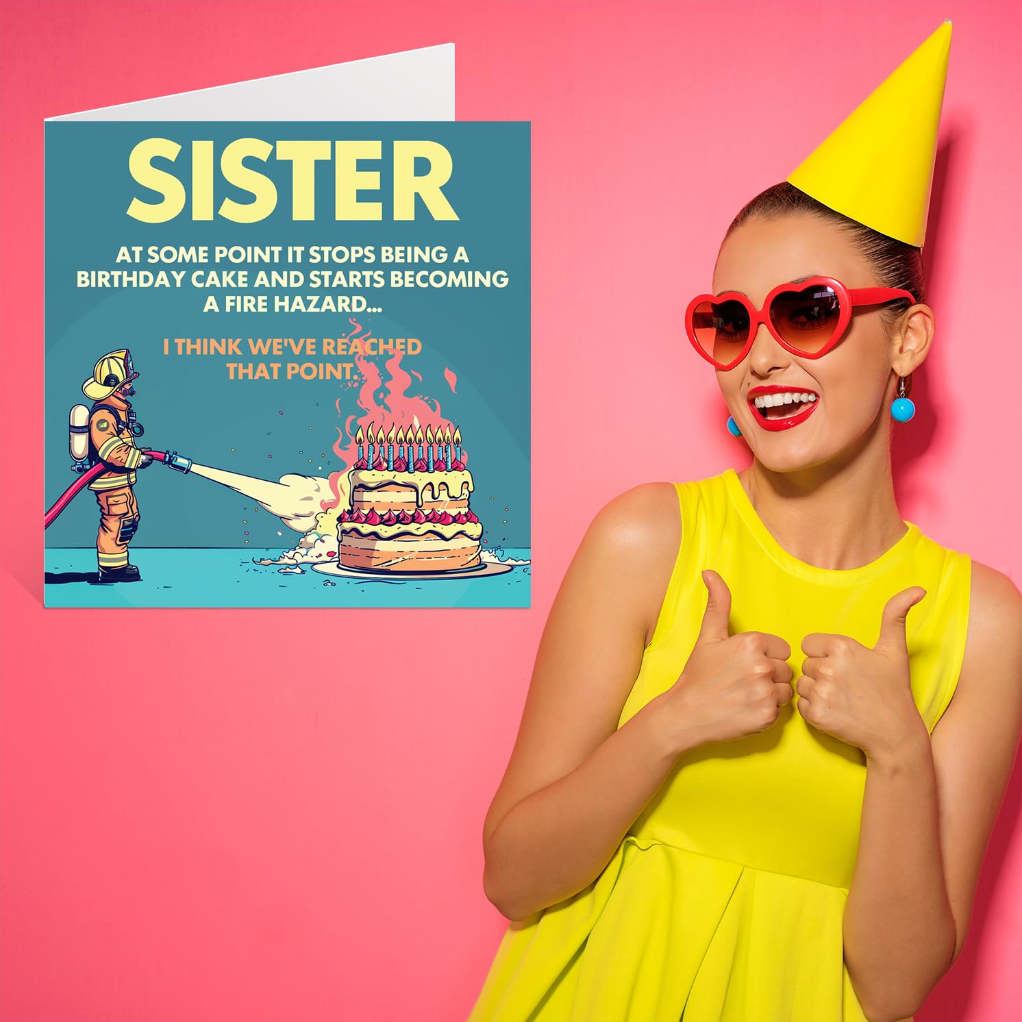 Stuff4 Rude Sister Birthday Card - Fire Hazard Joke | 145mm x 145mm | UK Made 7