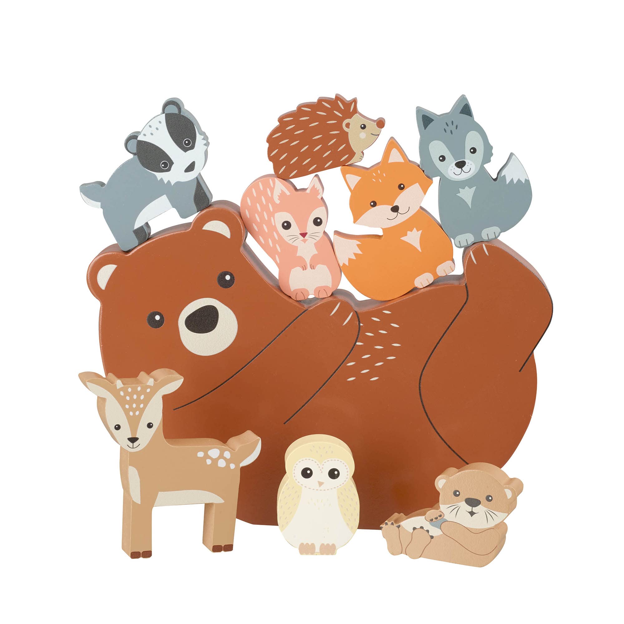 Orange Tree Toys Wooden Stacking Set - Woodland Animals Balancing Game for Toddlers
