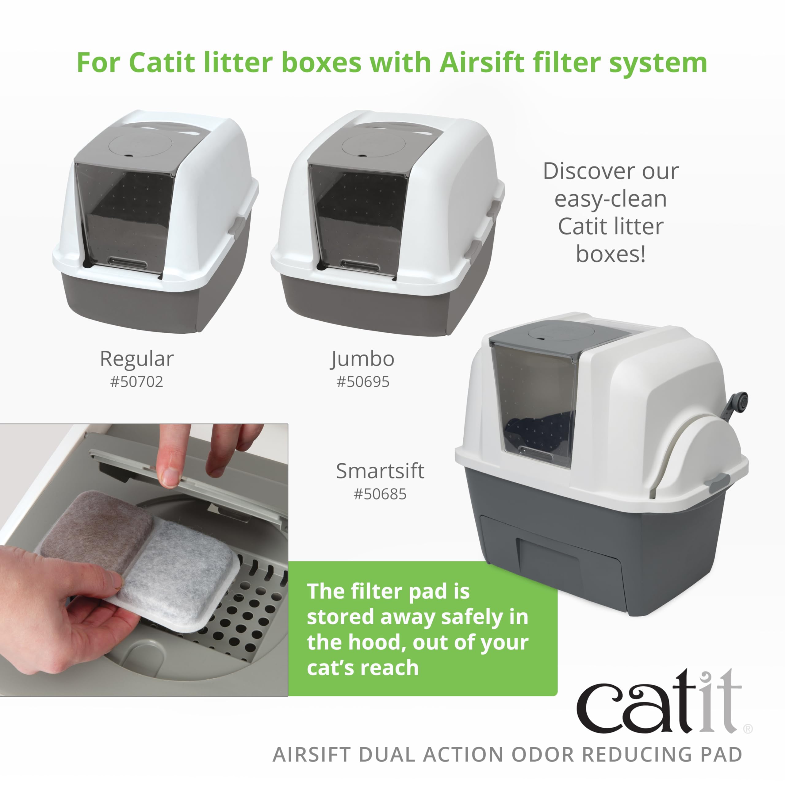 Catit AiRSiFT Dual Action Litter Box Pads - Odor Reducing, Unscented | Pack of 2 8