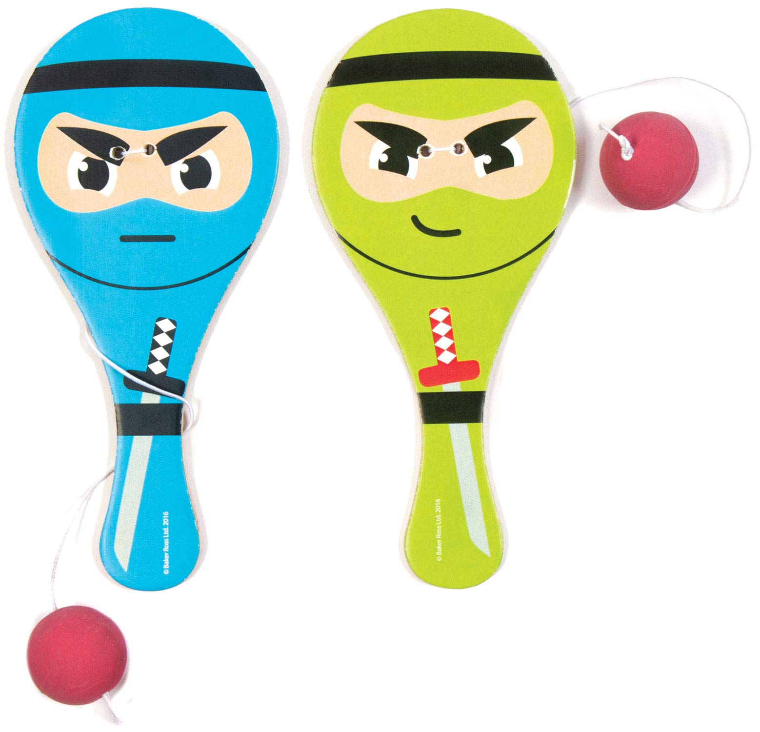 Baker Ross Ninja Paddle Bat and Ball Game - Assorted Designs (Pack of 4) | 15cm Wood Bat 4