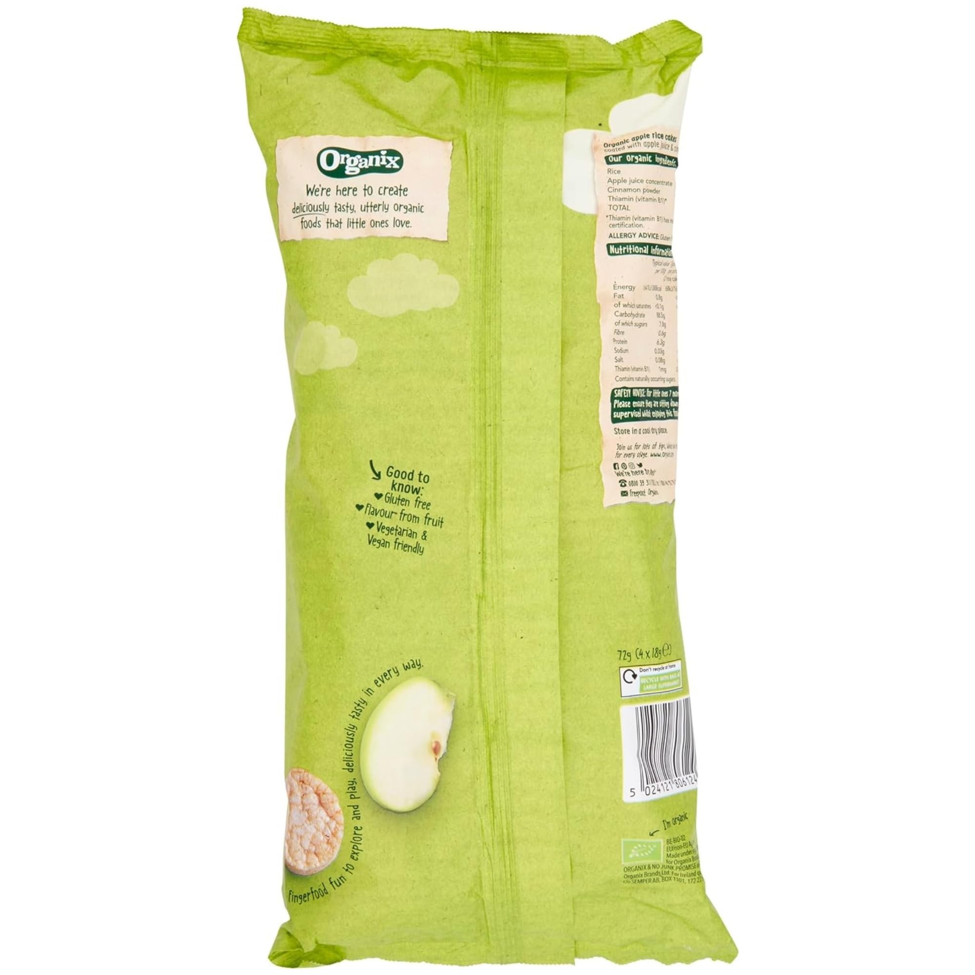Organix Apple Organic Rice Cake Clouds Baby Snack - Gluten Free, Pack of 20 6