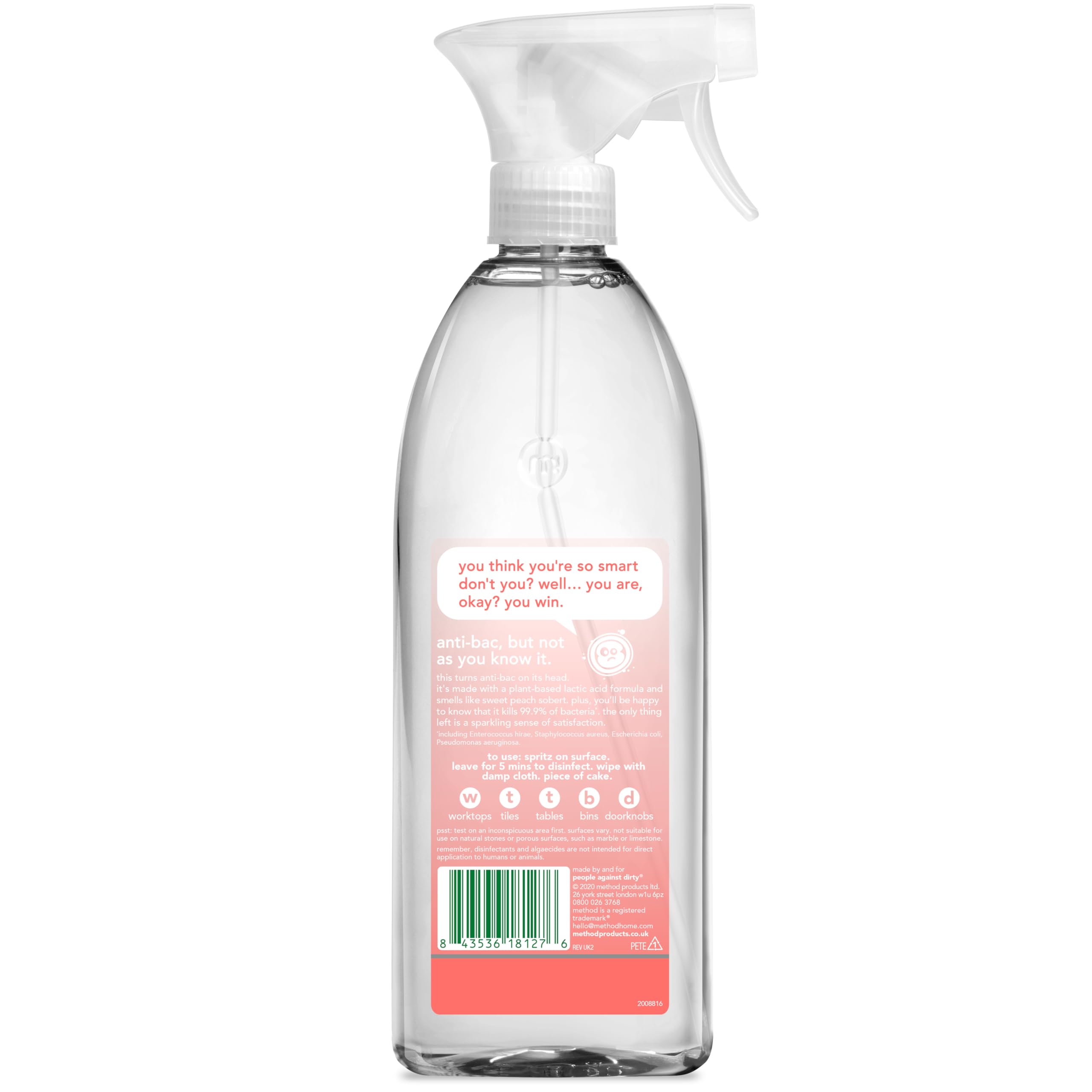 Method Antibacterial All Purpose Cleaner Spray - Kills 99.9% Bacteria | Peach Blossom Scent | 828ml 2