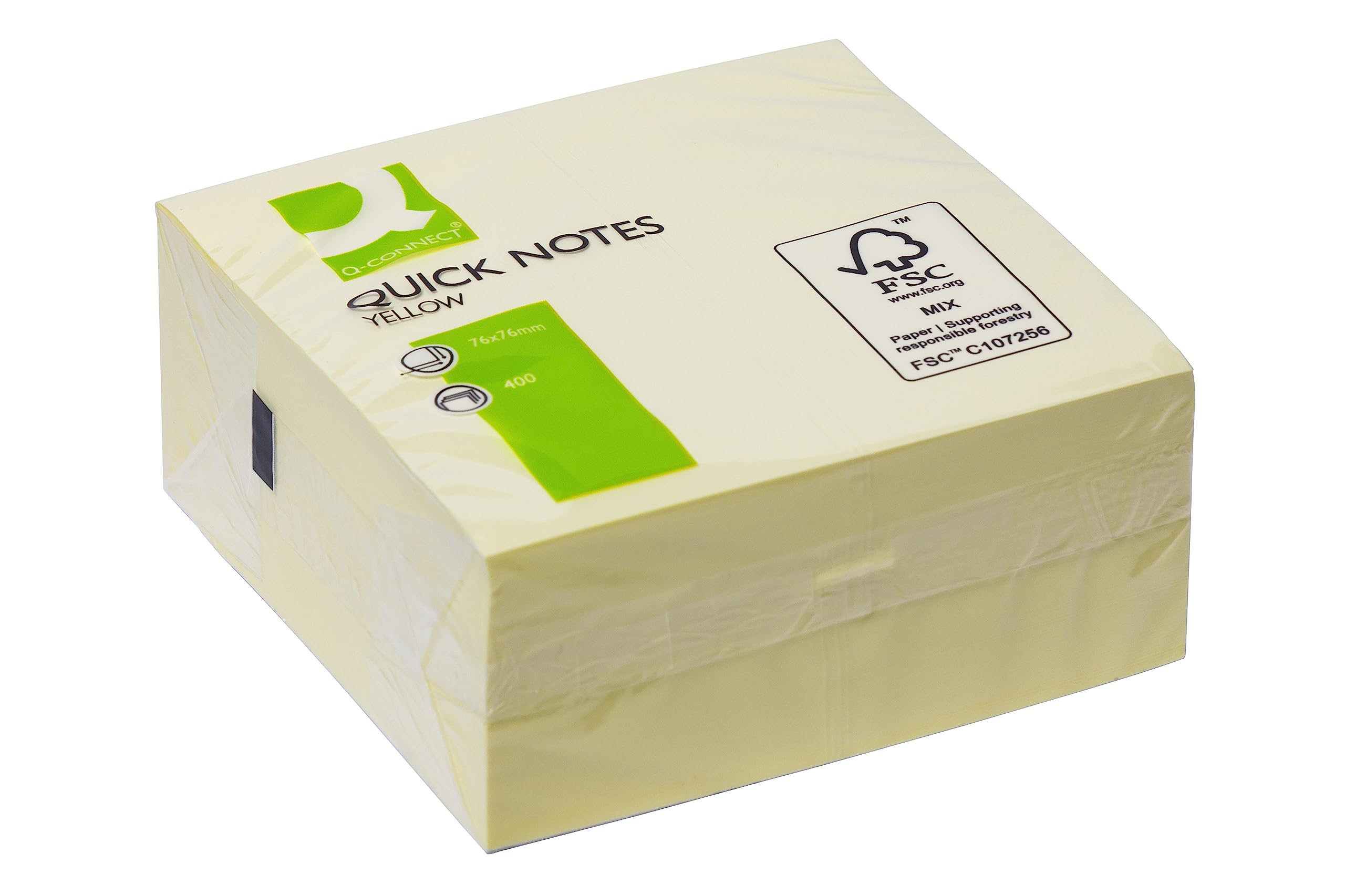 Q-Connect Quick Note Cube - Yellow Sticky Notes | 76 x 76mm | 400 Sheets 1