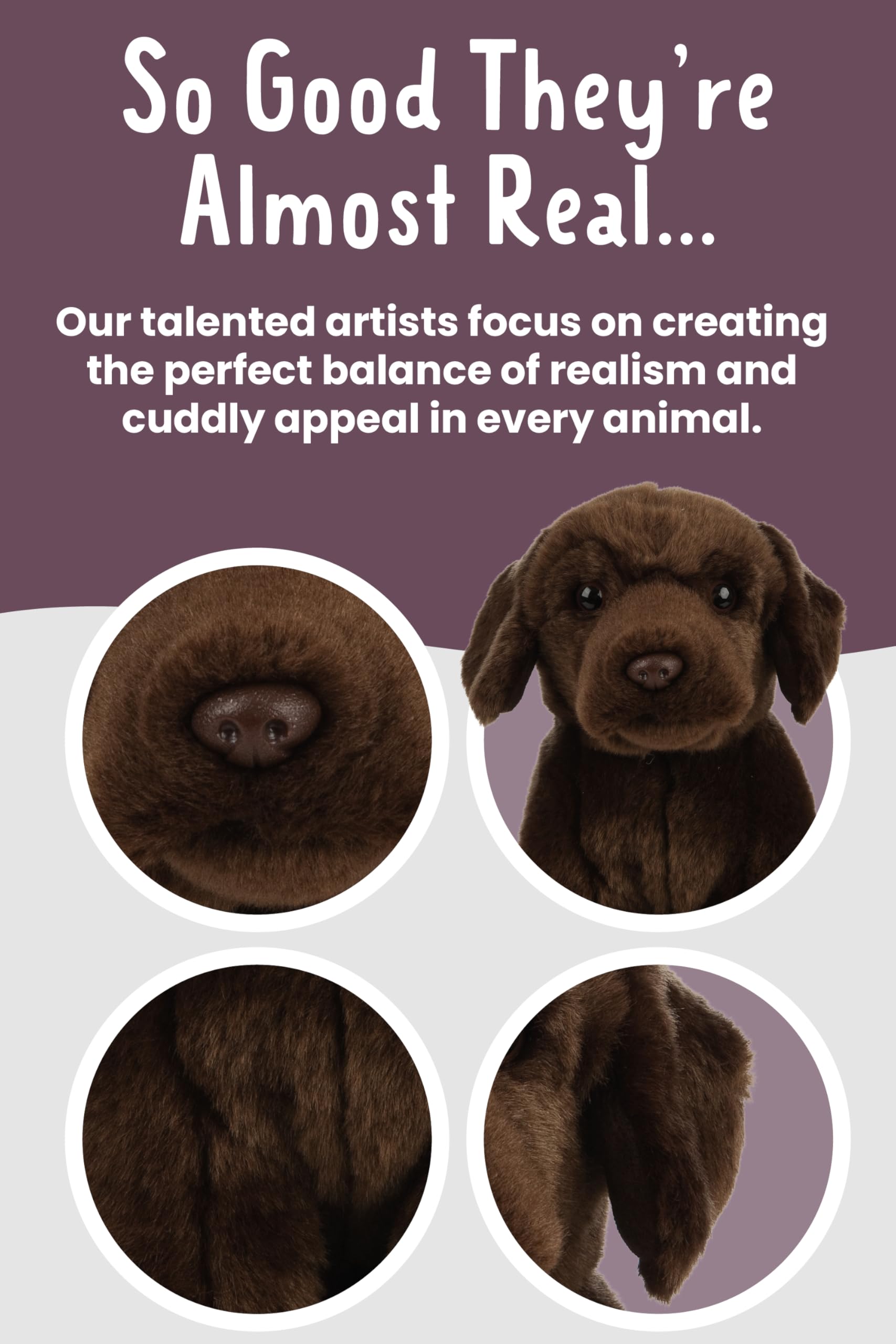 Chocolate Labrador Plush Toy - Soft Stuffed Animal for Kids & Adults, 20cm Brown