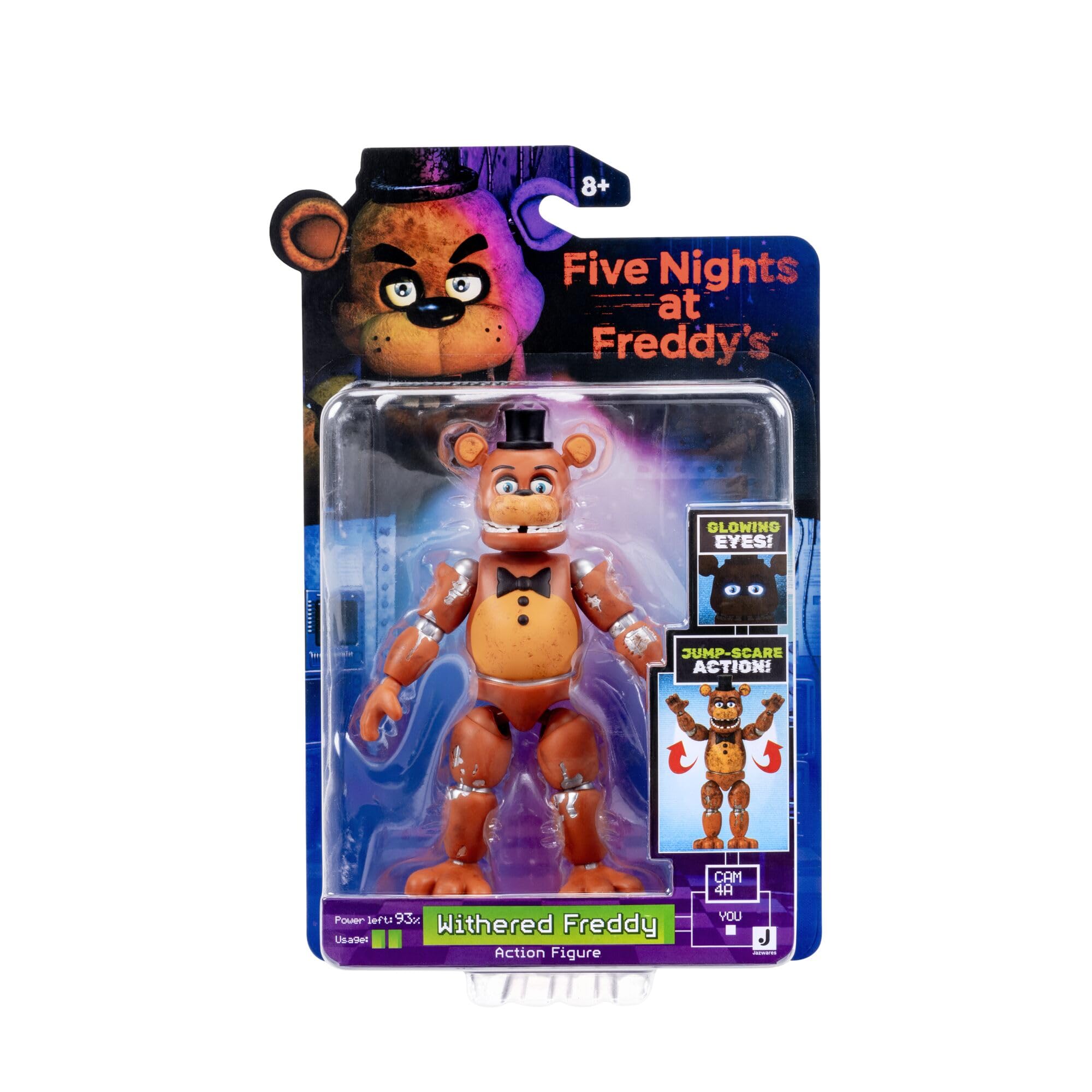 Jazwares Five Nights at Freddy's Withered Freddy 5-Inch Articulated Action Figure | Glow-in-the-Dark Eyes